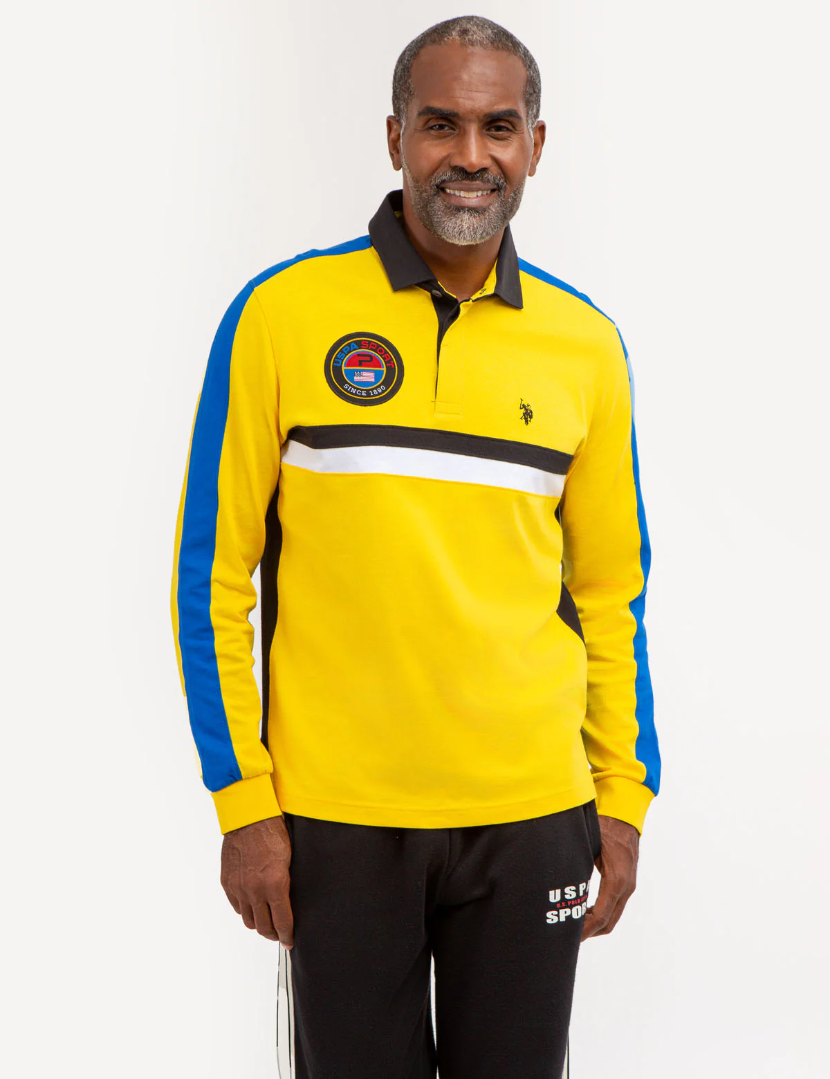 USPA SPORT COLORBLOCK LONG SLEEVE POLO SHIRT