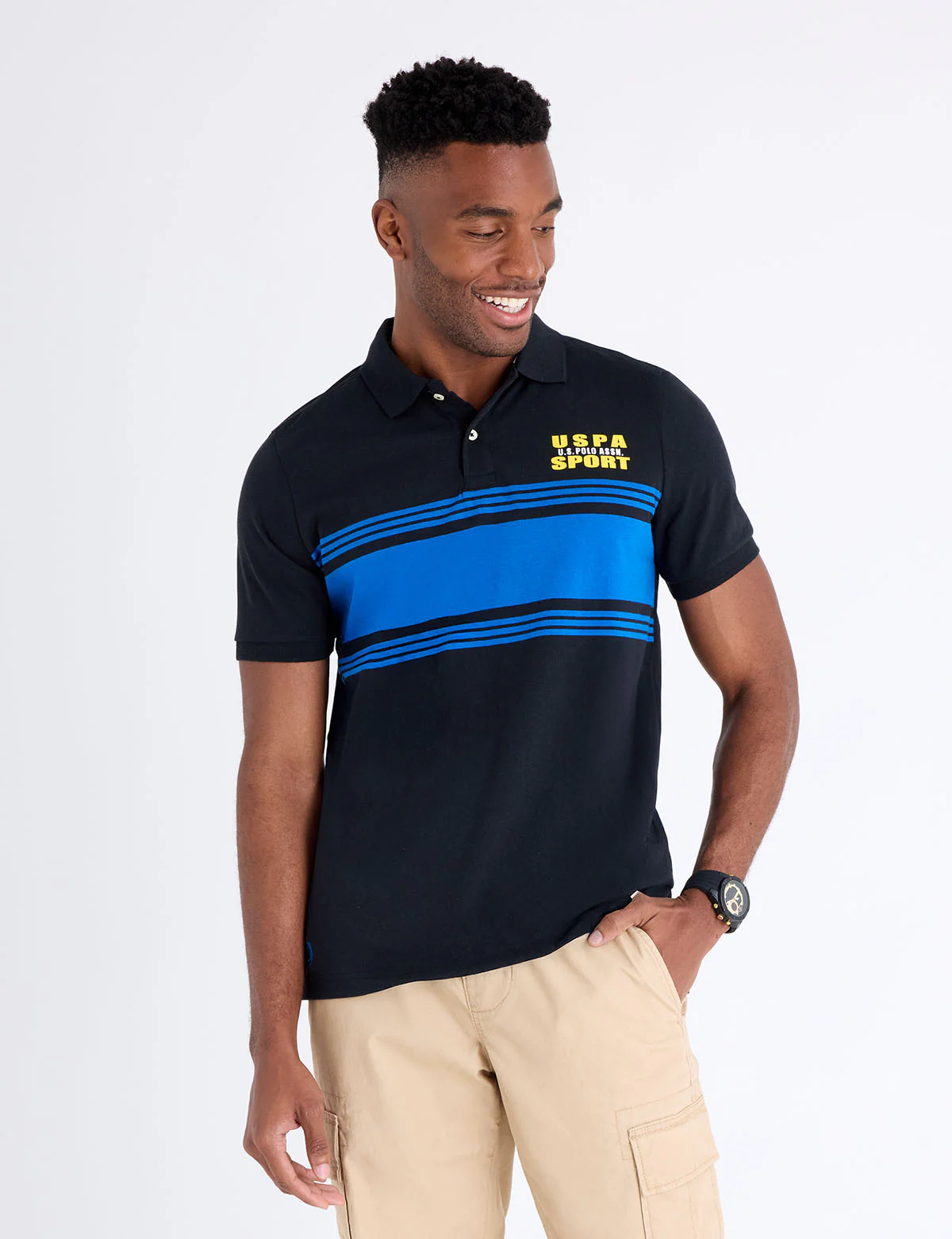 USPA SPORT ENGINEERED STRIPE POLO SHIRT - Image 6