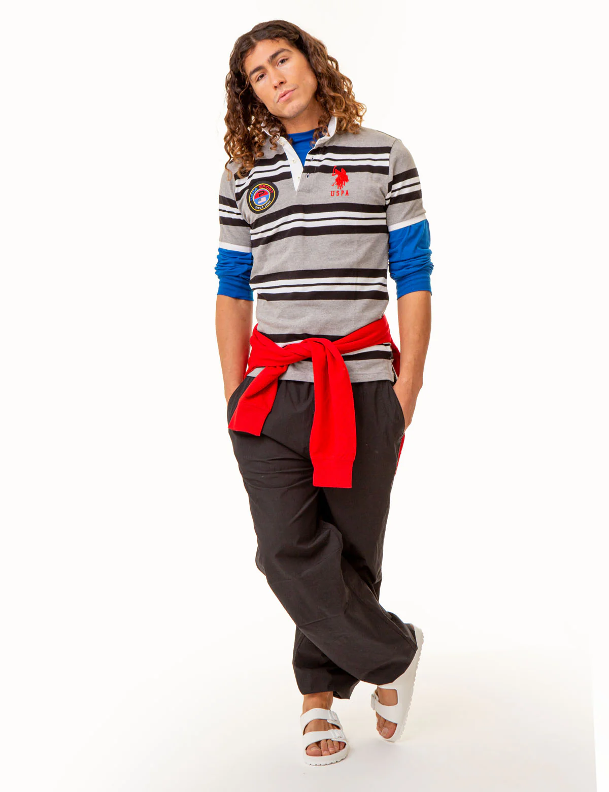 USPA SPORT YARN DYE STRIPE POLO SHIRT - Image 2