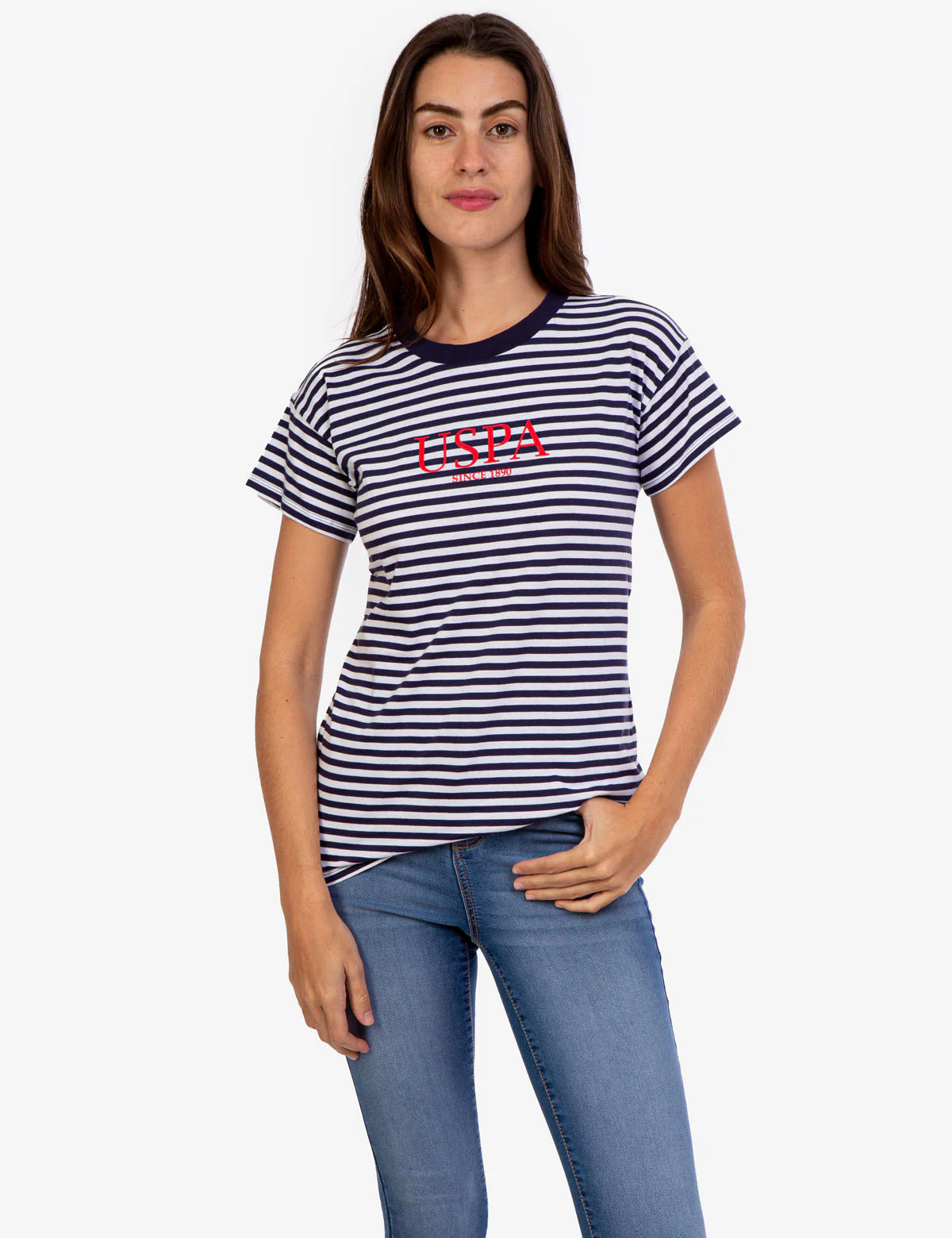 USPA STRIPE CREW NECK T-SHIRT