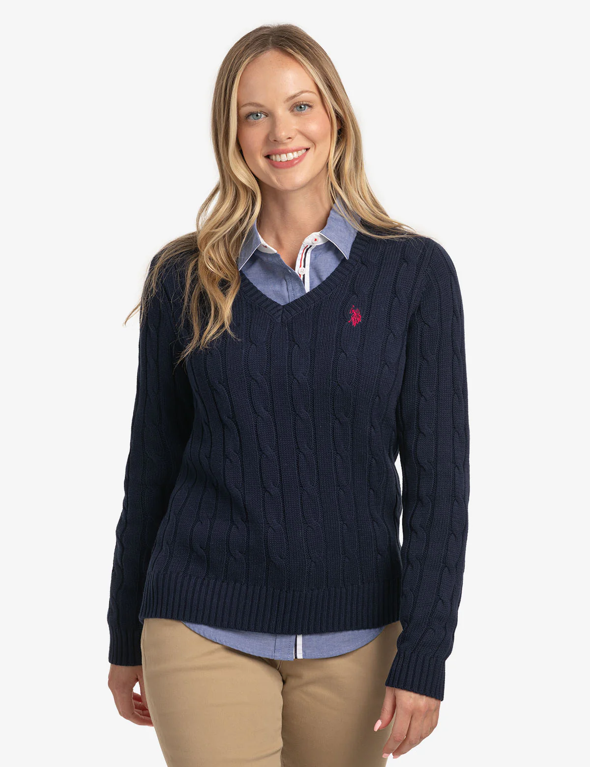 V-NECK CABLE PULLOVER SWEATER - Image 5