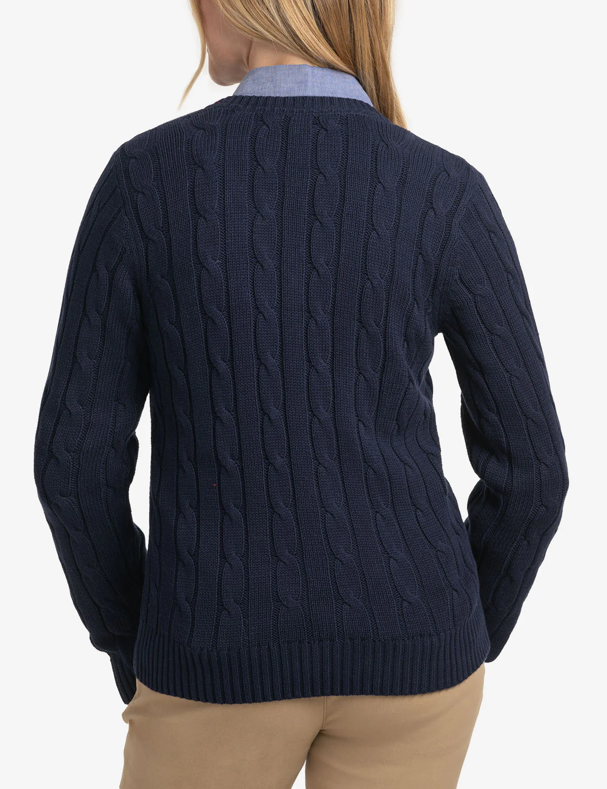 V-NECK CABLE PULLOVER SWEATER - Image 8