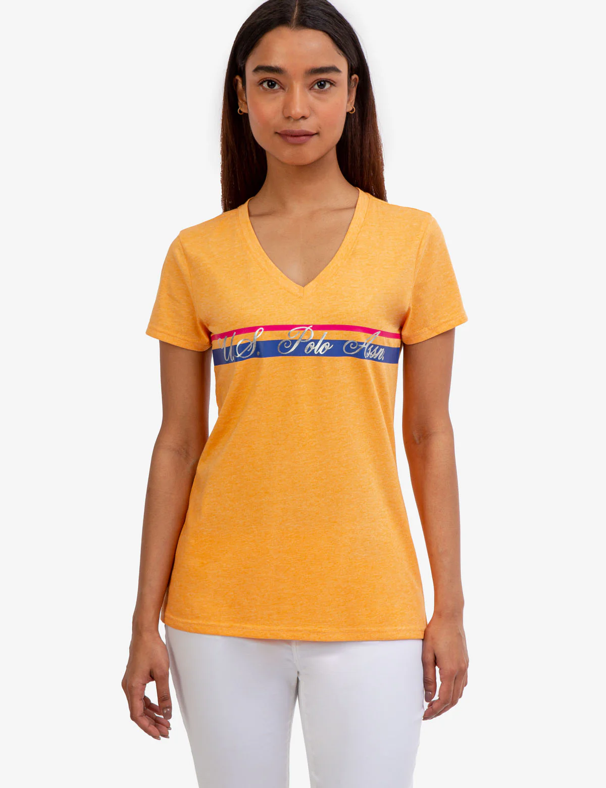 V-NECK STRIPE FOIL GRAPHIC T-SHIRT - Image 6