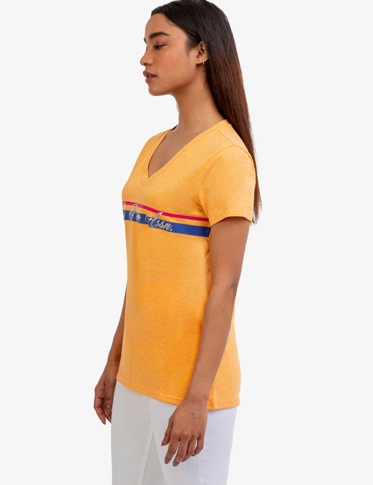 V-NECK STRIPE FOIL GRAPHIC T-SHIRT - Image 8