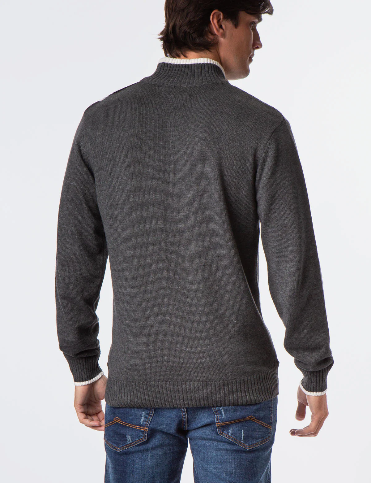 VERTICAL STRIPE 1/4 ZIP SWEATER - Image 3