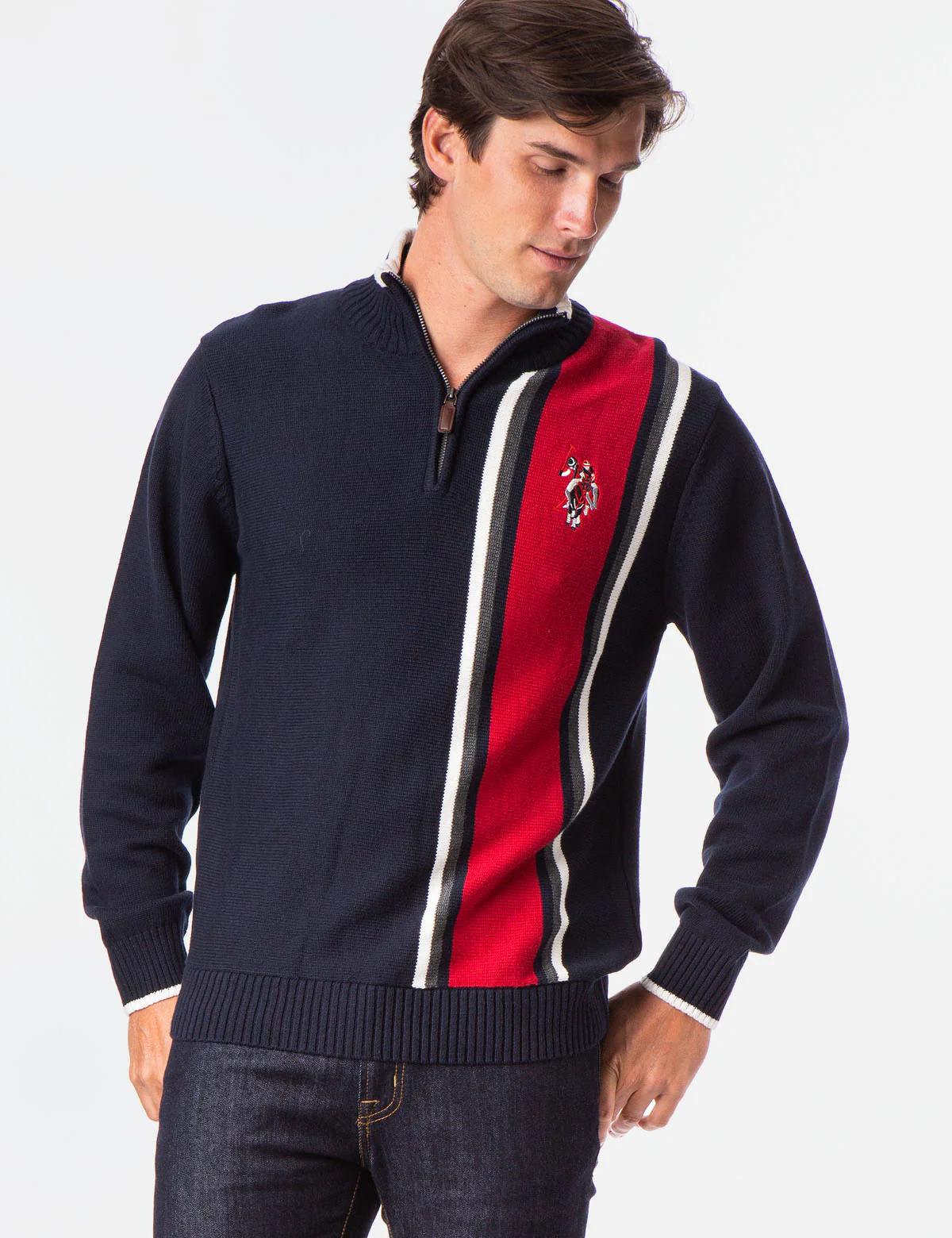 VERTICAL STRIPE 1/4 ZIP SWEATER - Image 4