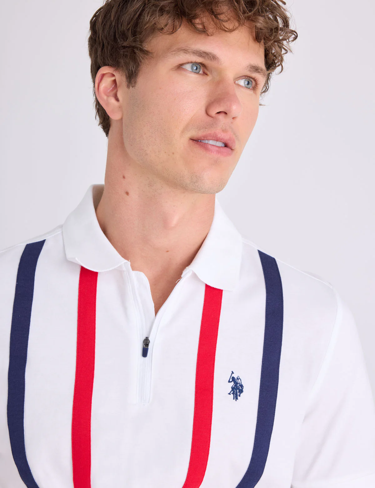 VERTICAL STRIPE JERSEY POLO SHIRT WITH ZIPPER - Image 3