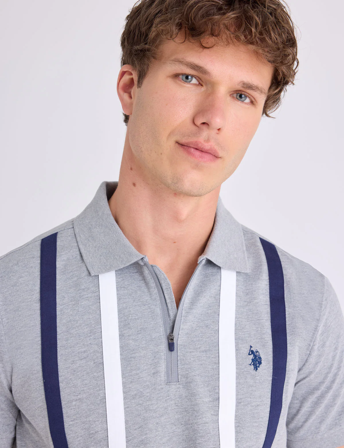 VERTICAL STRIPE JERSEY POLO SHIRT WITH ZIPPER - Image 7