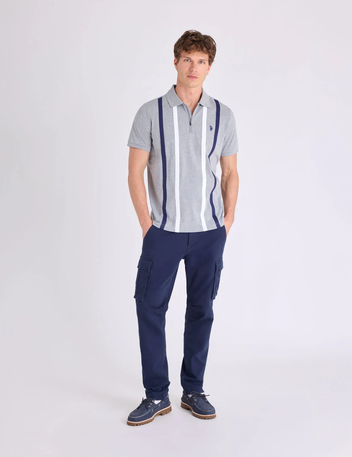 VERTICAL STRIPE JERSEY POLO SHIRT WITH ZIPPER - Image 8
