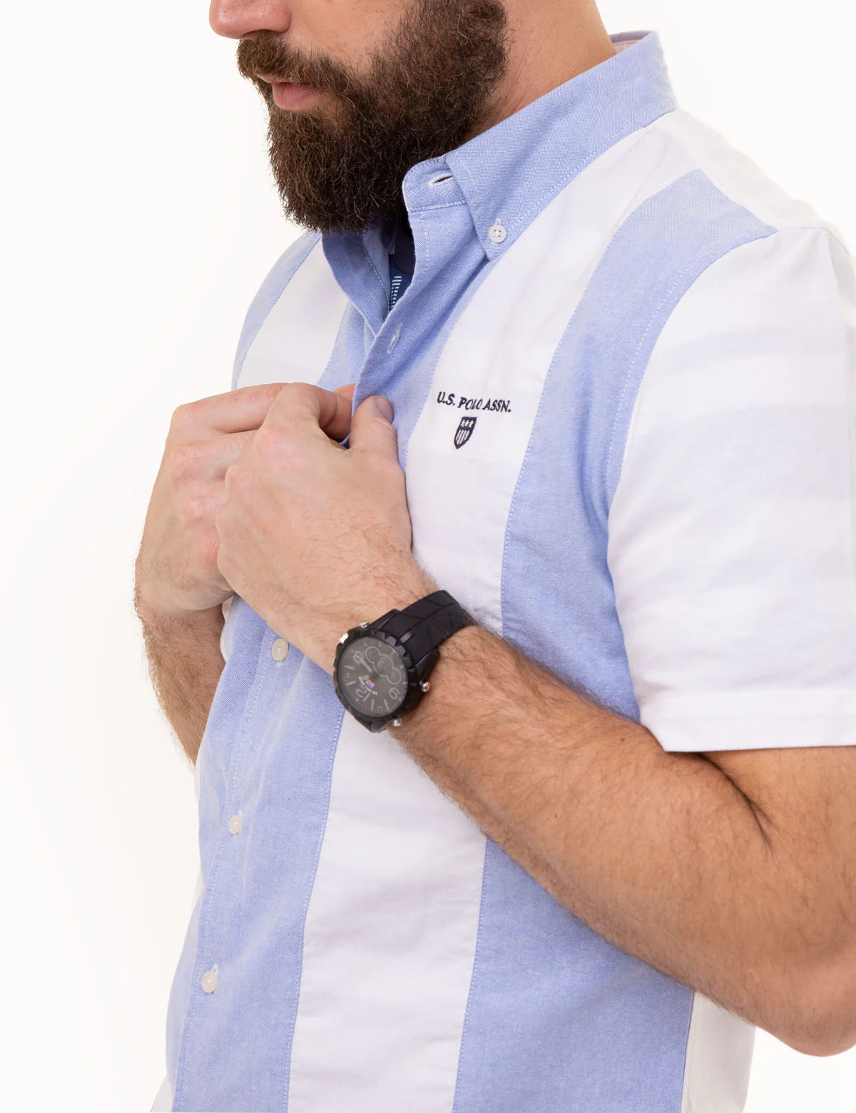 VERTICAL STRIPE SHORT SLEEVE WOVEN SHIRT - Image 3
