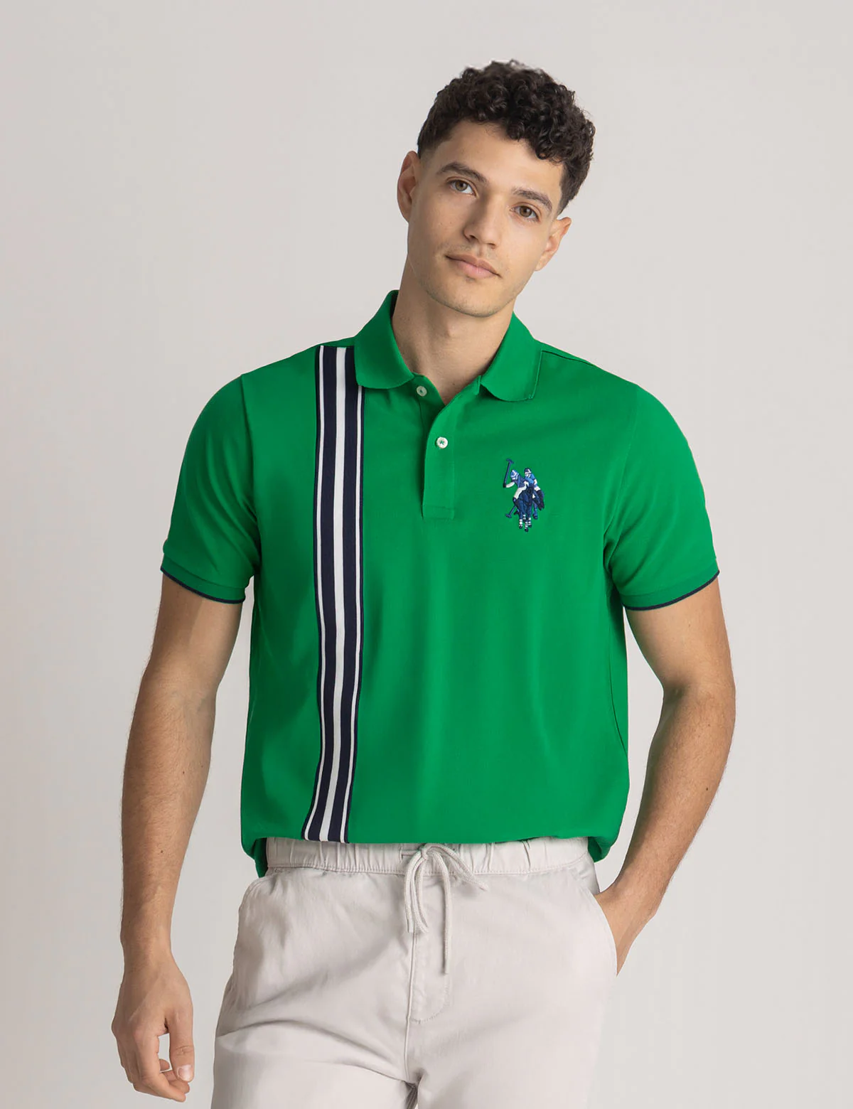 VERTICAL TRICOT TRIM PIQUE POLO SHIRT - Image 5