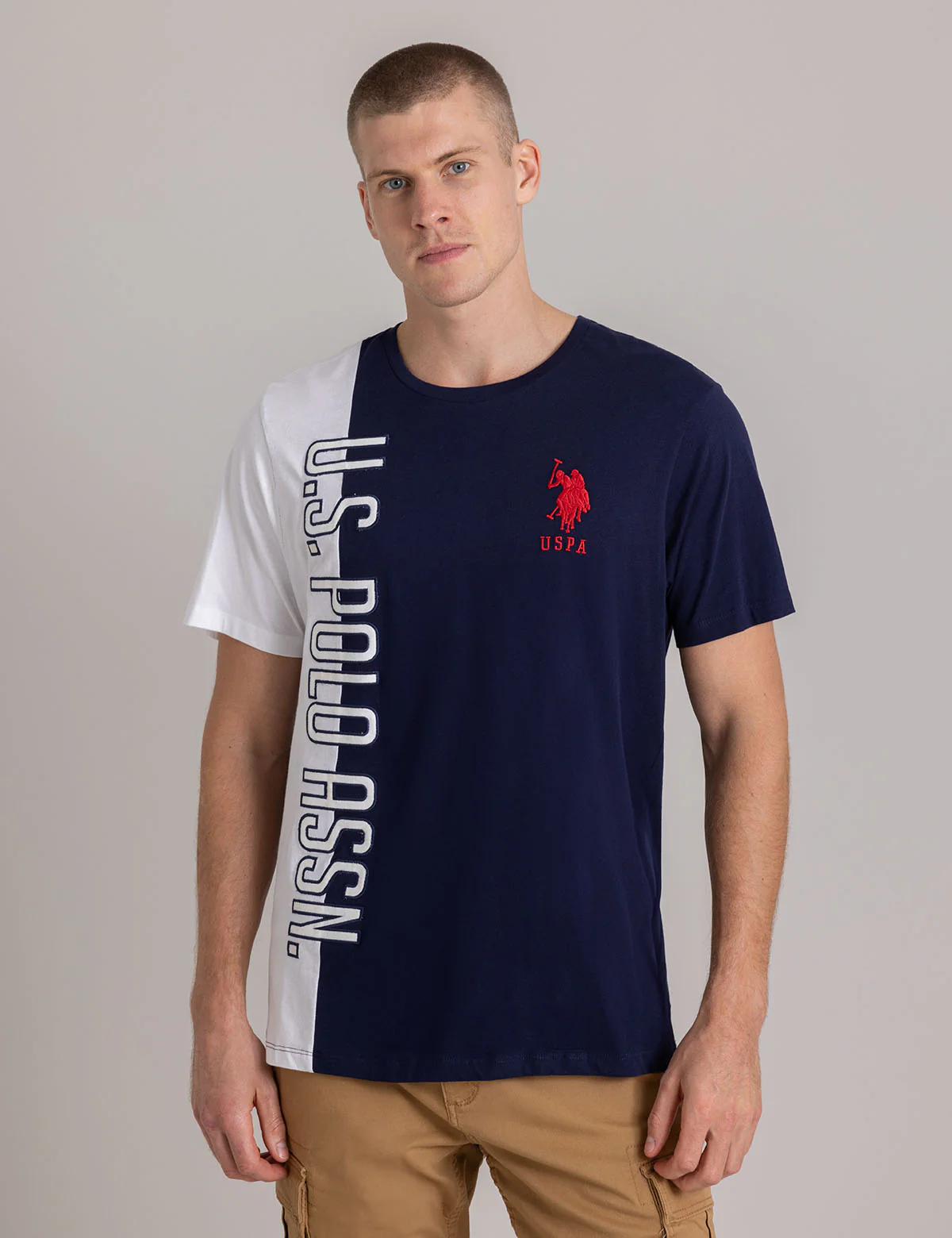 VERTICAL U.S. POLO ASSN. GRAPHIC COLORBLOCK T-SHIR