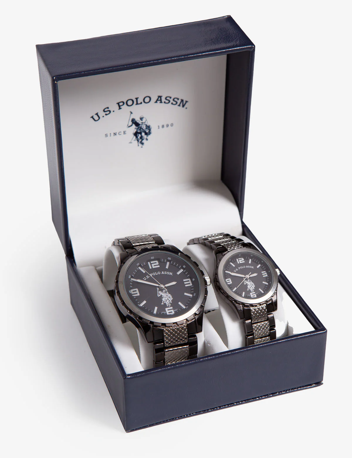 HIS AND HERS GUNMETAL WATCH SET