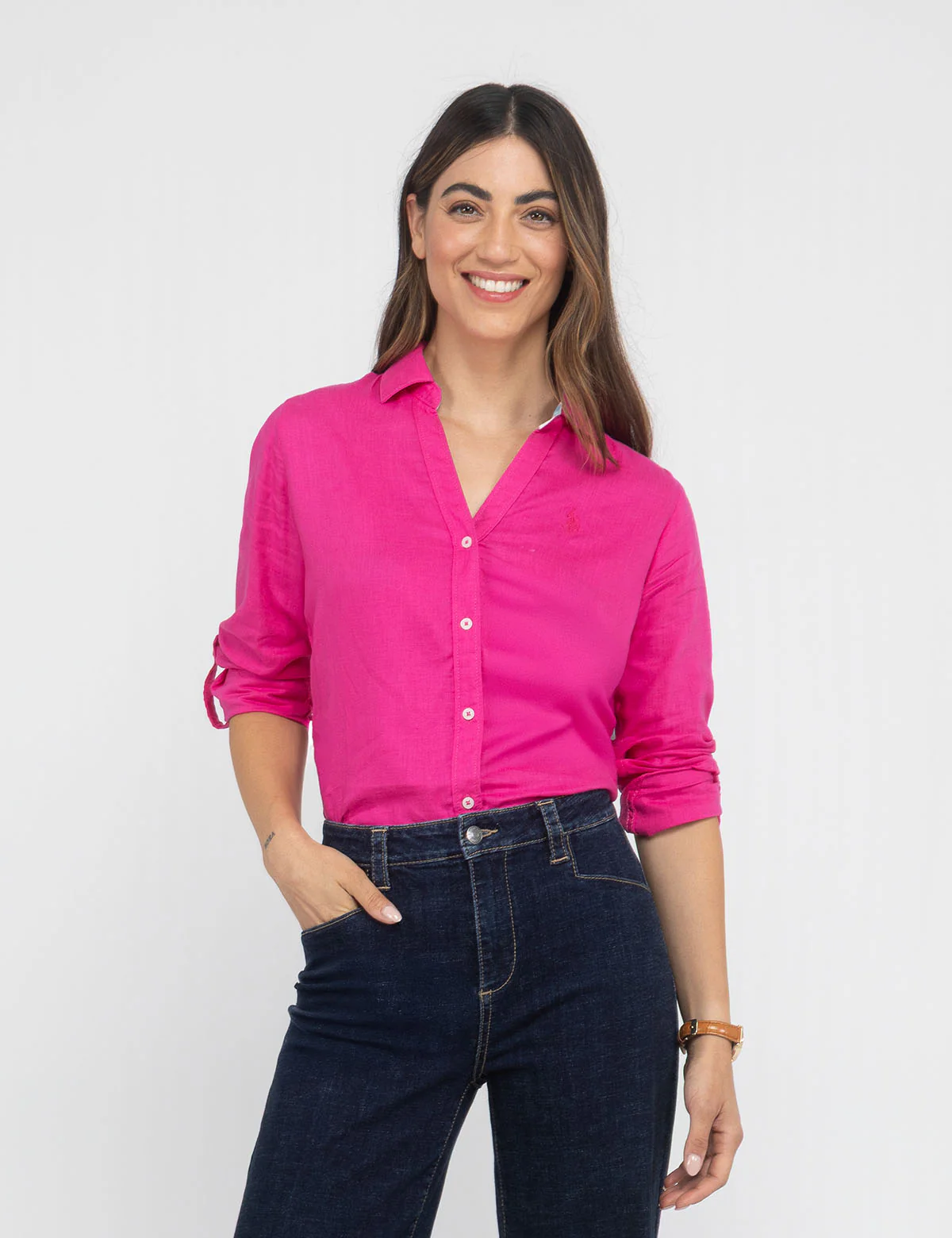 WATER FLORAL LINEN ROLL SLEEVE SHIRT - Image 10
