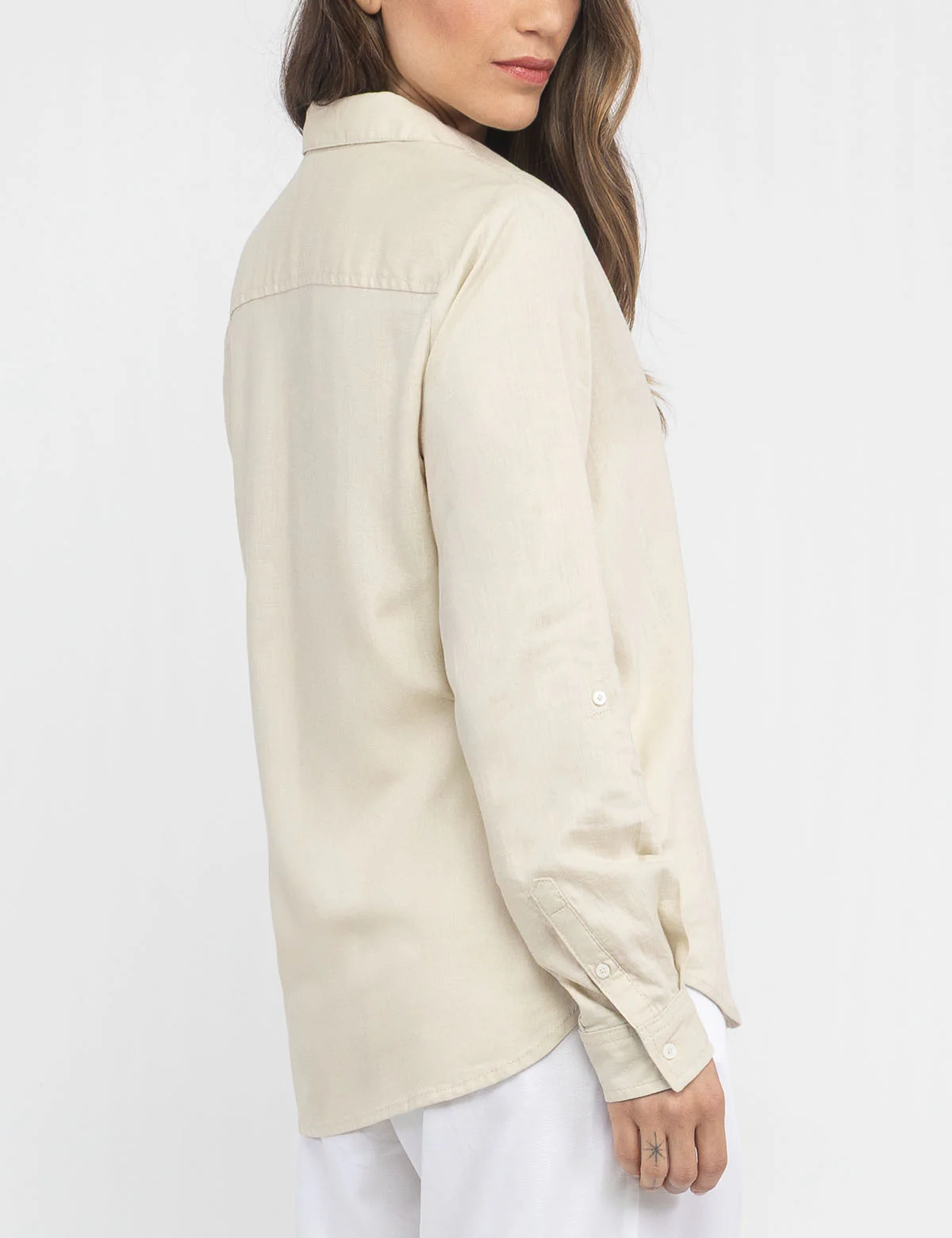 WATER FLORAL LINEN ROLL SLEEVE SHIRT - Image 3