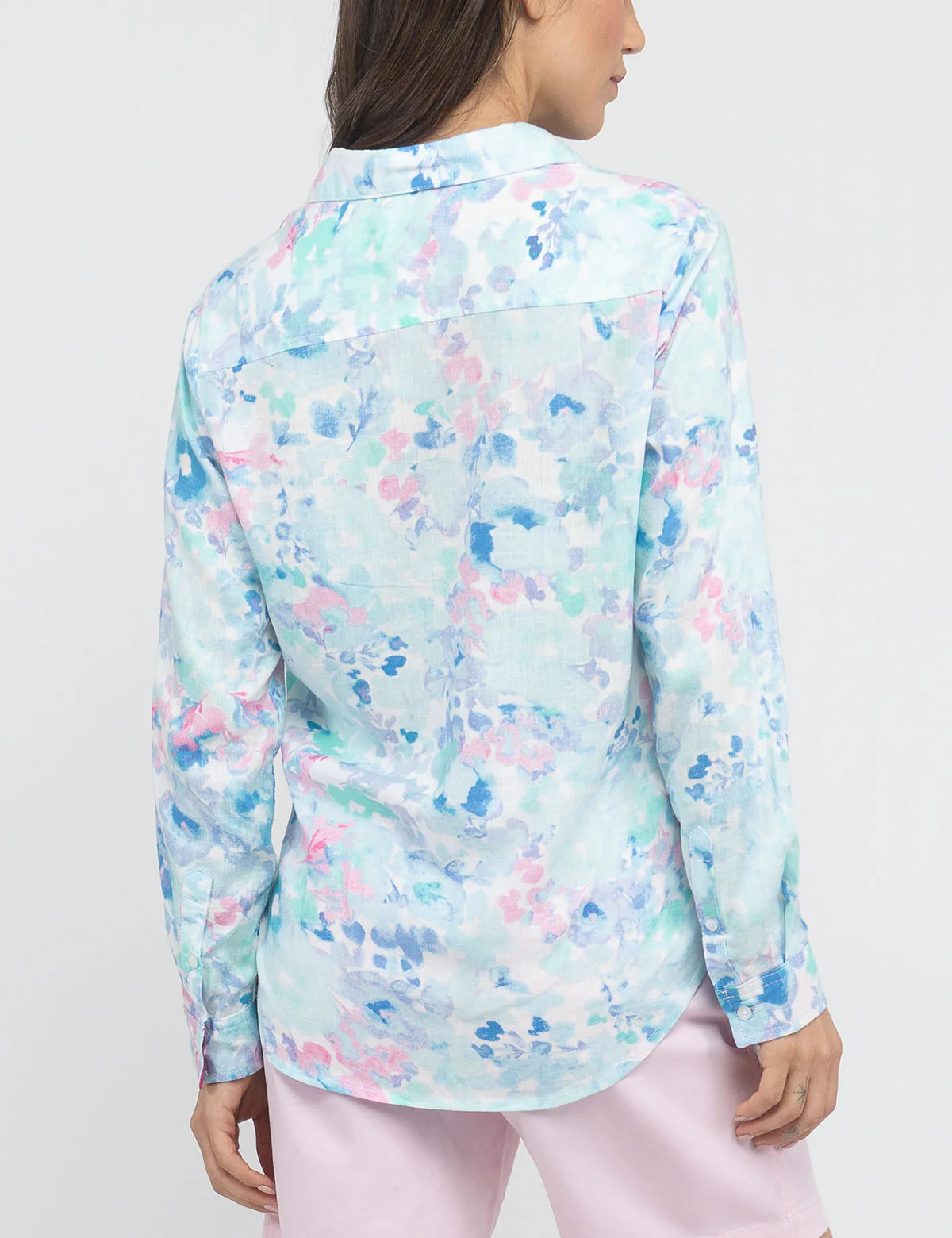 WATER FLORAL LINEN ROLL SLEEVE SHIRT - Image 5