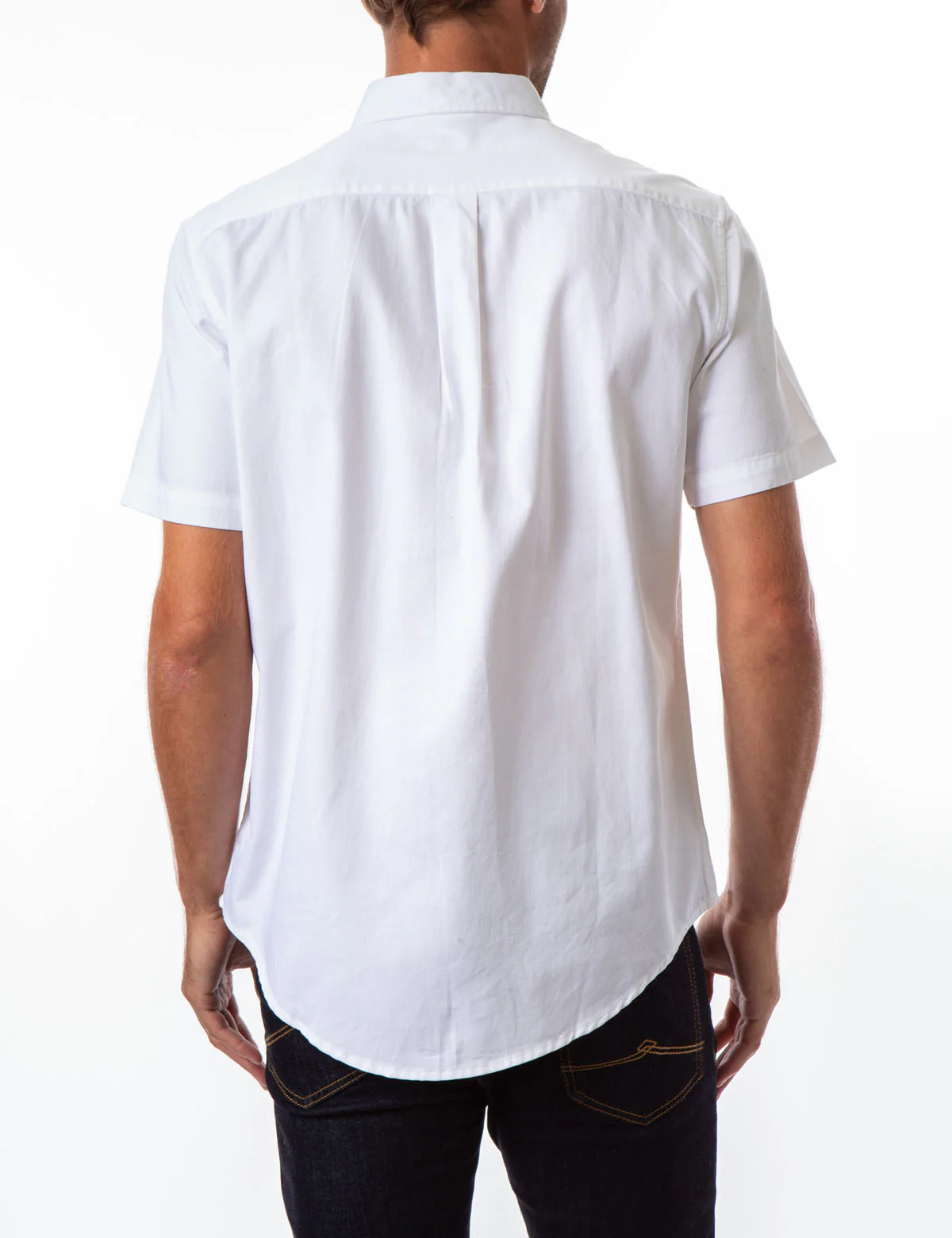 WHITE DENIM SHORT SLEEVE SHIRT - Image 3
