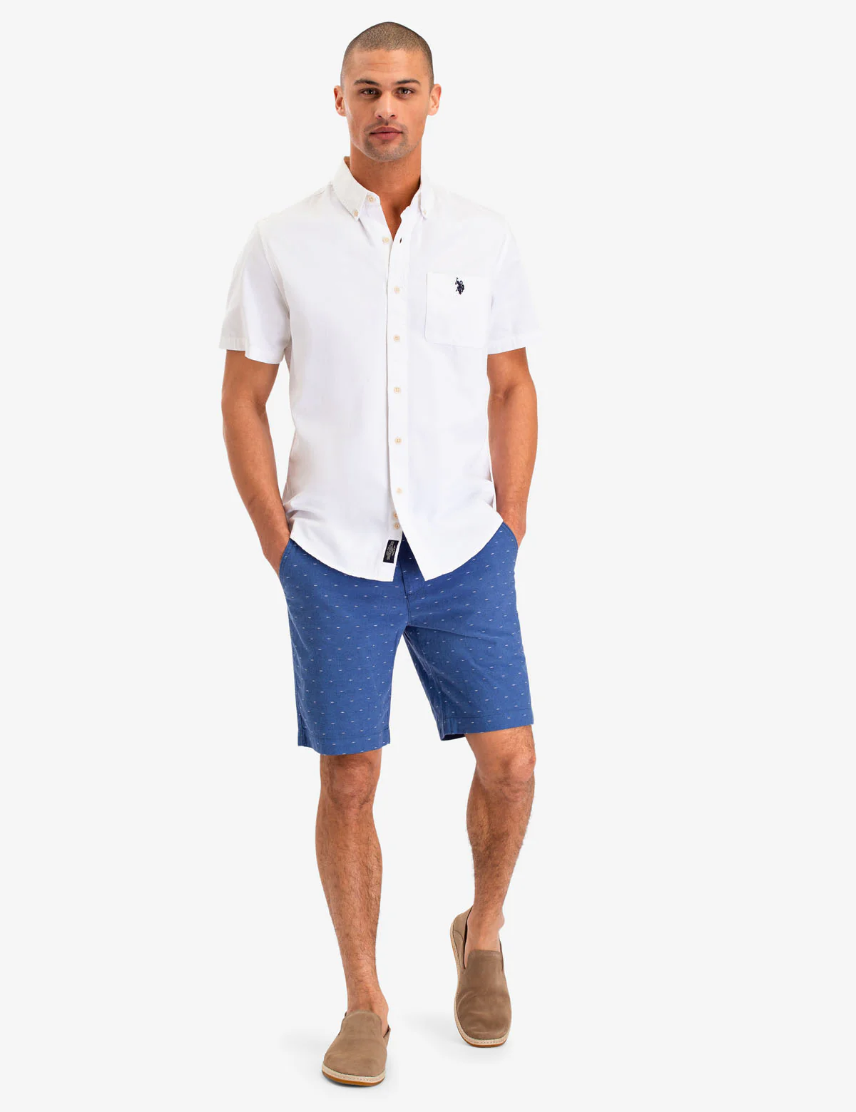 WHITE DENIM SHORT SLEEVE SHIRT - Image 5
