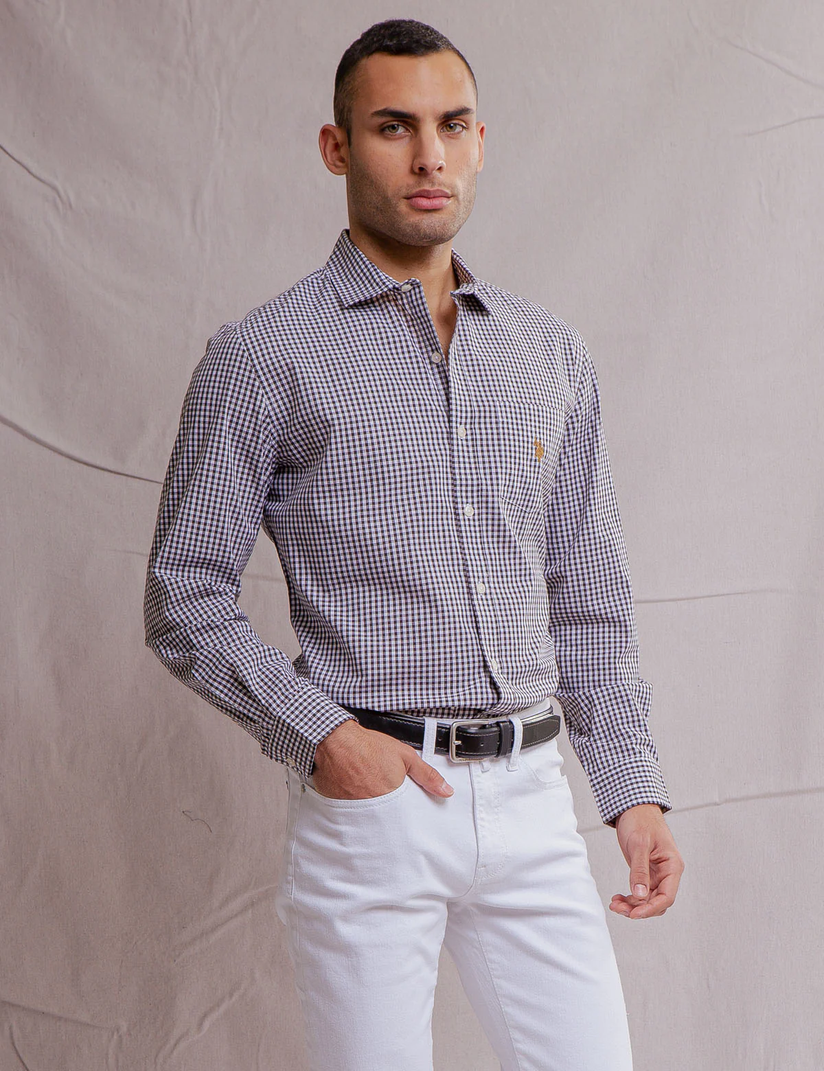WHITE LABEL GINGHAM POPLIN SHIRT - Image 3