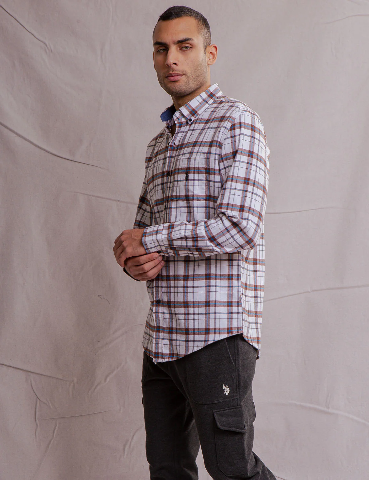 WHITE LABEL RECYCLED PLAID SHIRT - Image 2