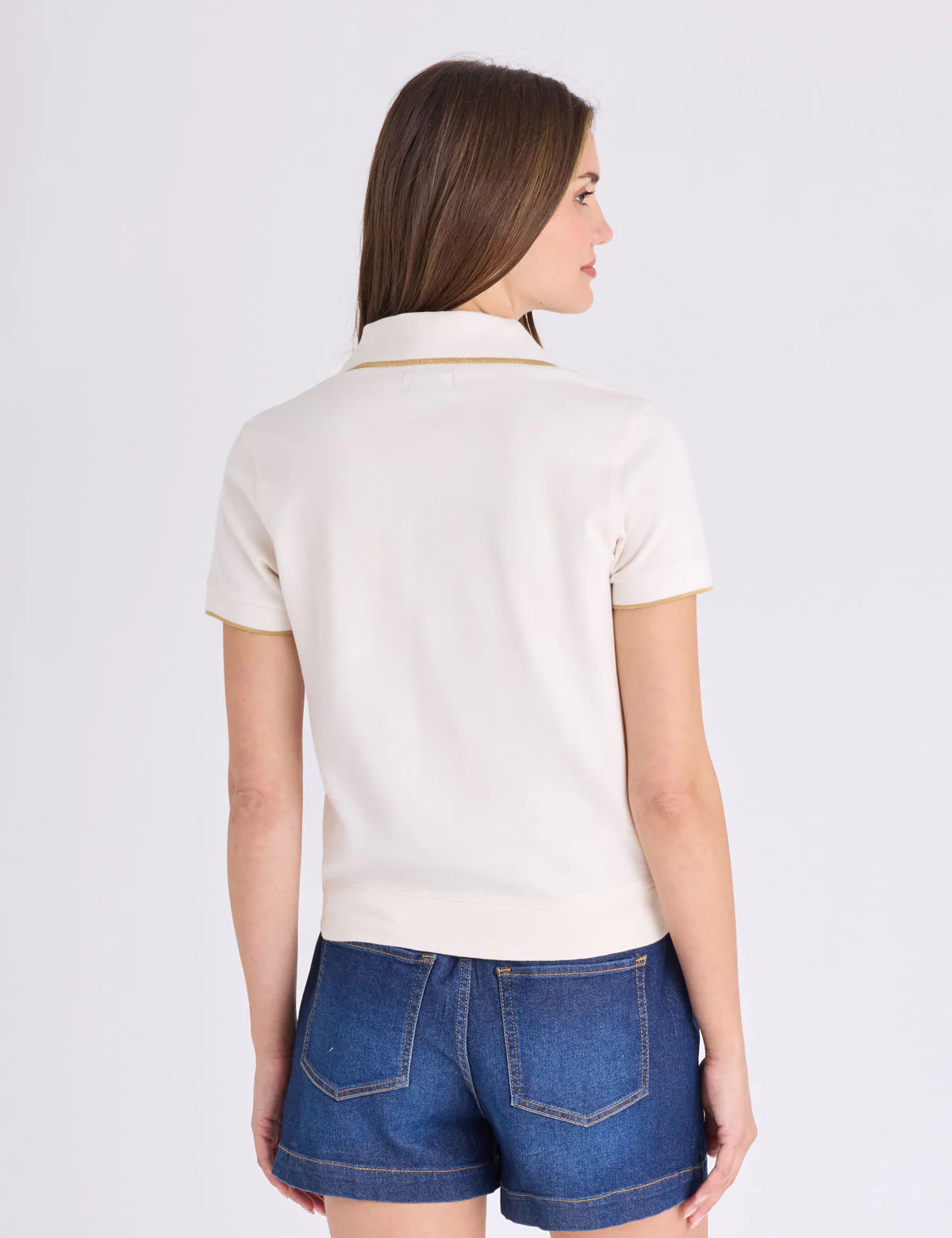 WHITE LABEL SATEEN PIPE SPLIT NECK POLO SHIRT - Image 4