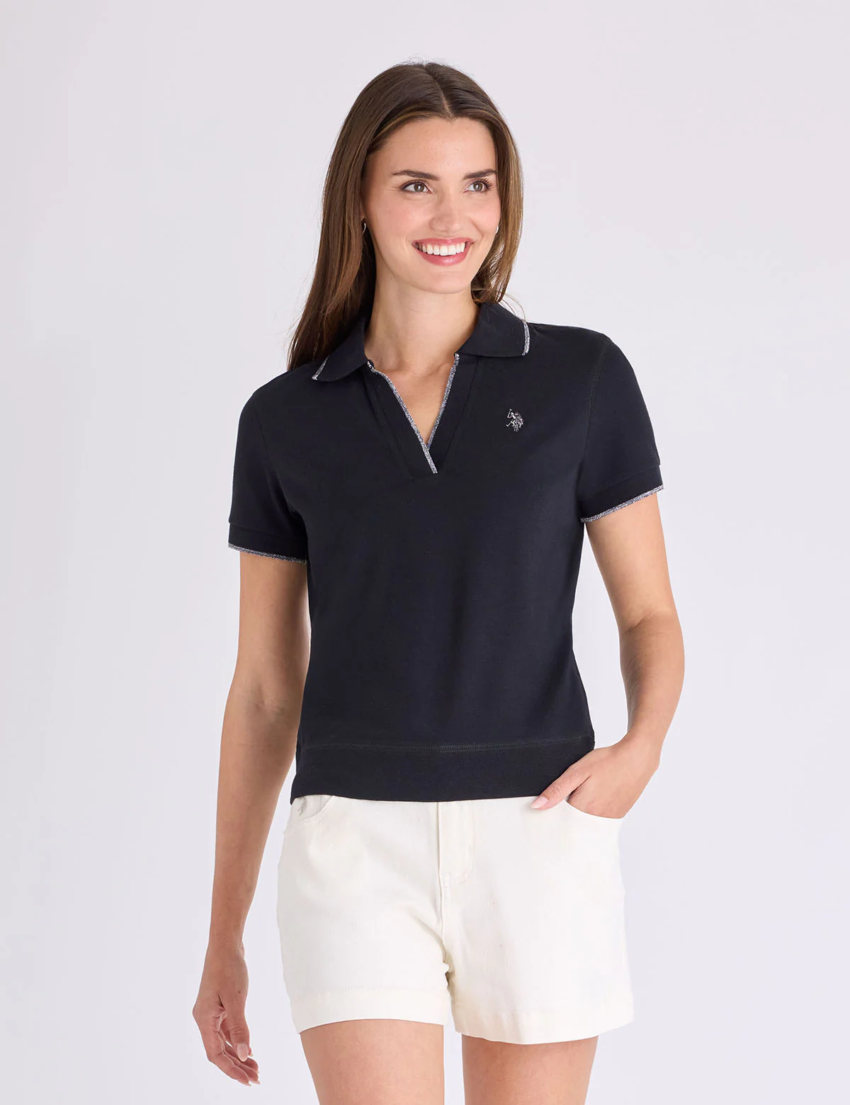 WHITE LABEL SATEEN PIPE SPLIT NECK POLO SHIRT - Image 6