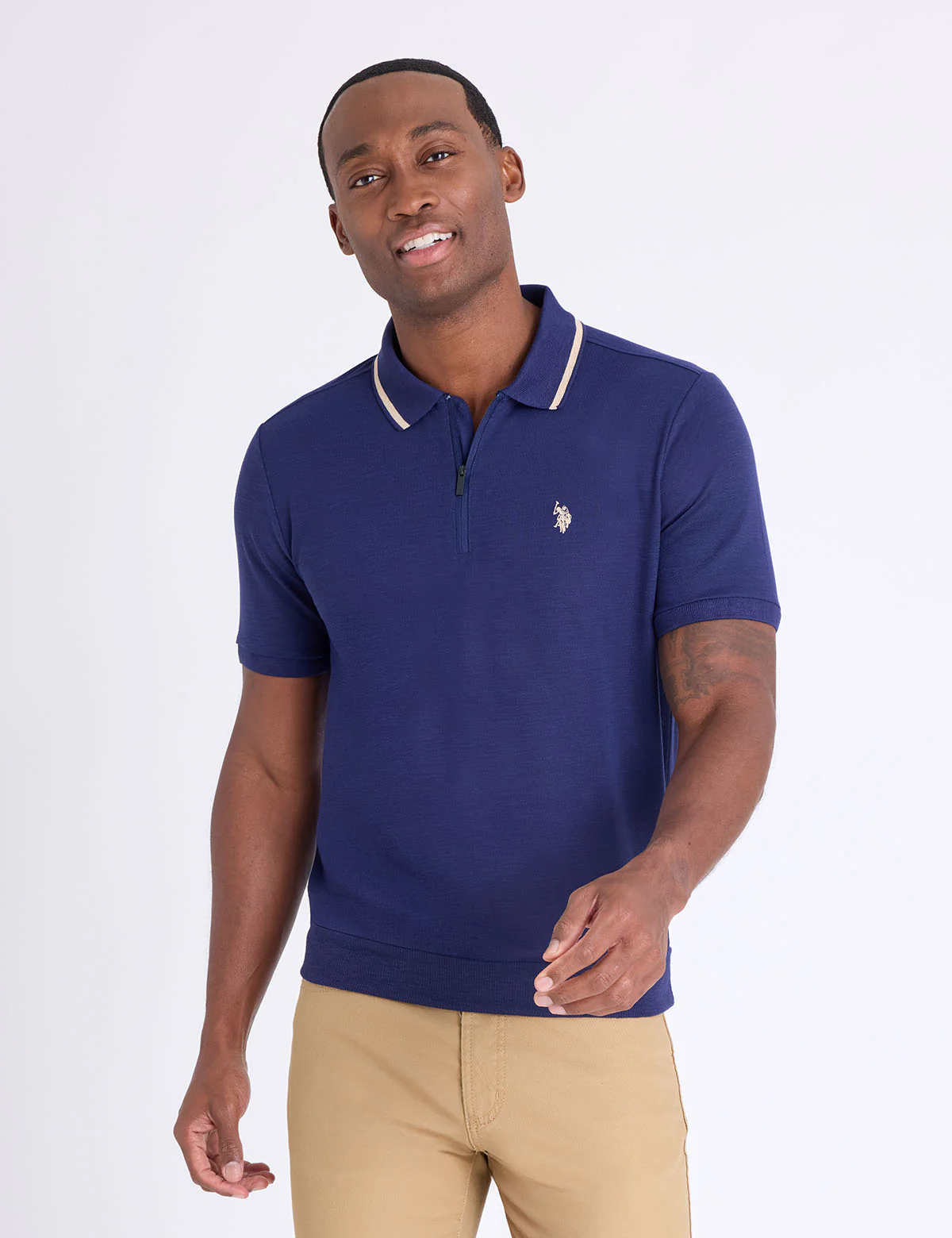 WHITE LABEL SLUB PIQUE POLO SHIRT WITH RIB WAIST