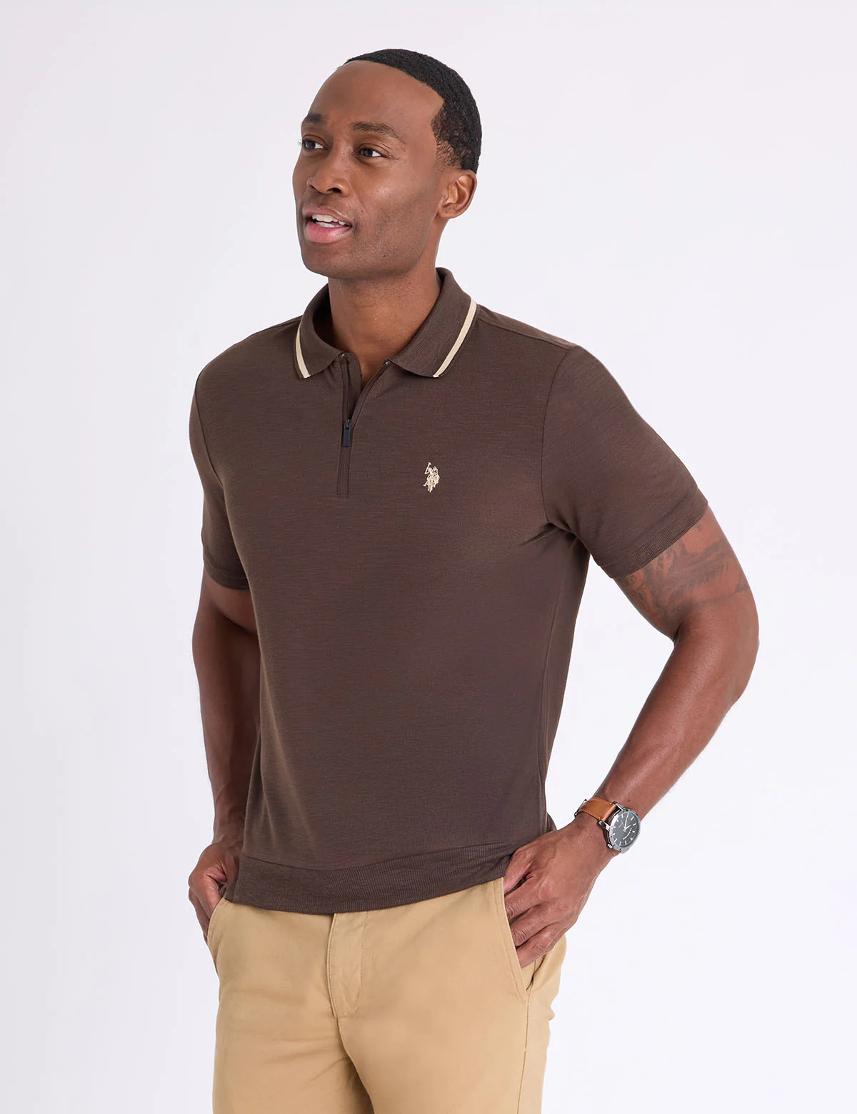 WHITE LABEL SLUB PIQUE POLO SHIRT WITH RIB WAIST - Image 11