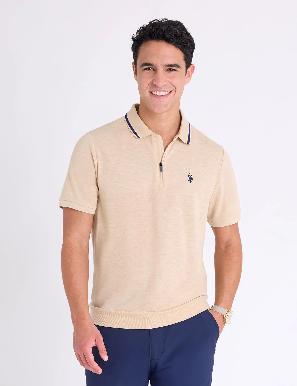 WHITE LABEL SLUB PIQUE POLO SHIRT WITH RIB WAIST - Image 5