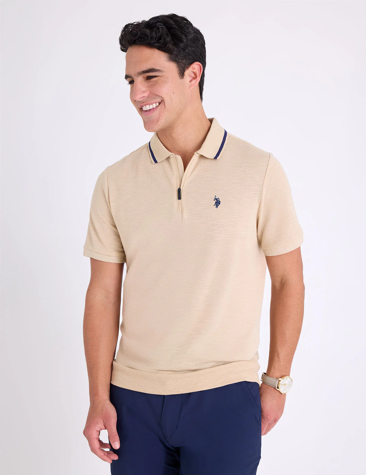 WHITE LABEL SLUB PIQUE POLO SHIRT WITH RIB WAIST - Image 7
