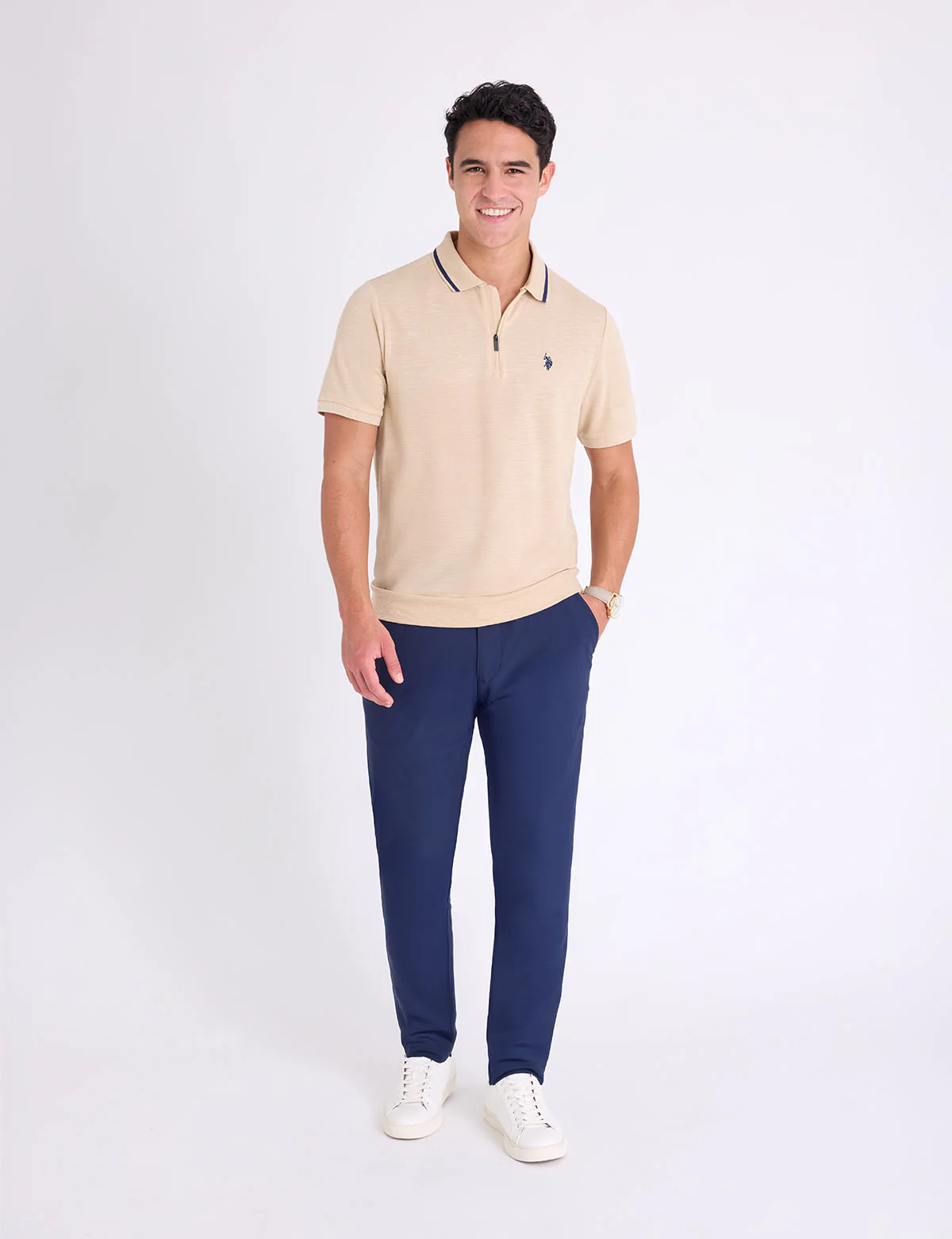 WHITE LABEL SLUB PIQUE POLO SHIRT WITH RIB WAIST - Image 8