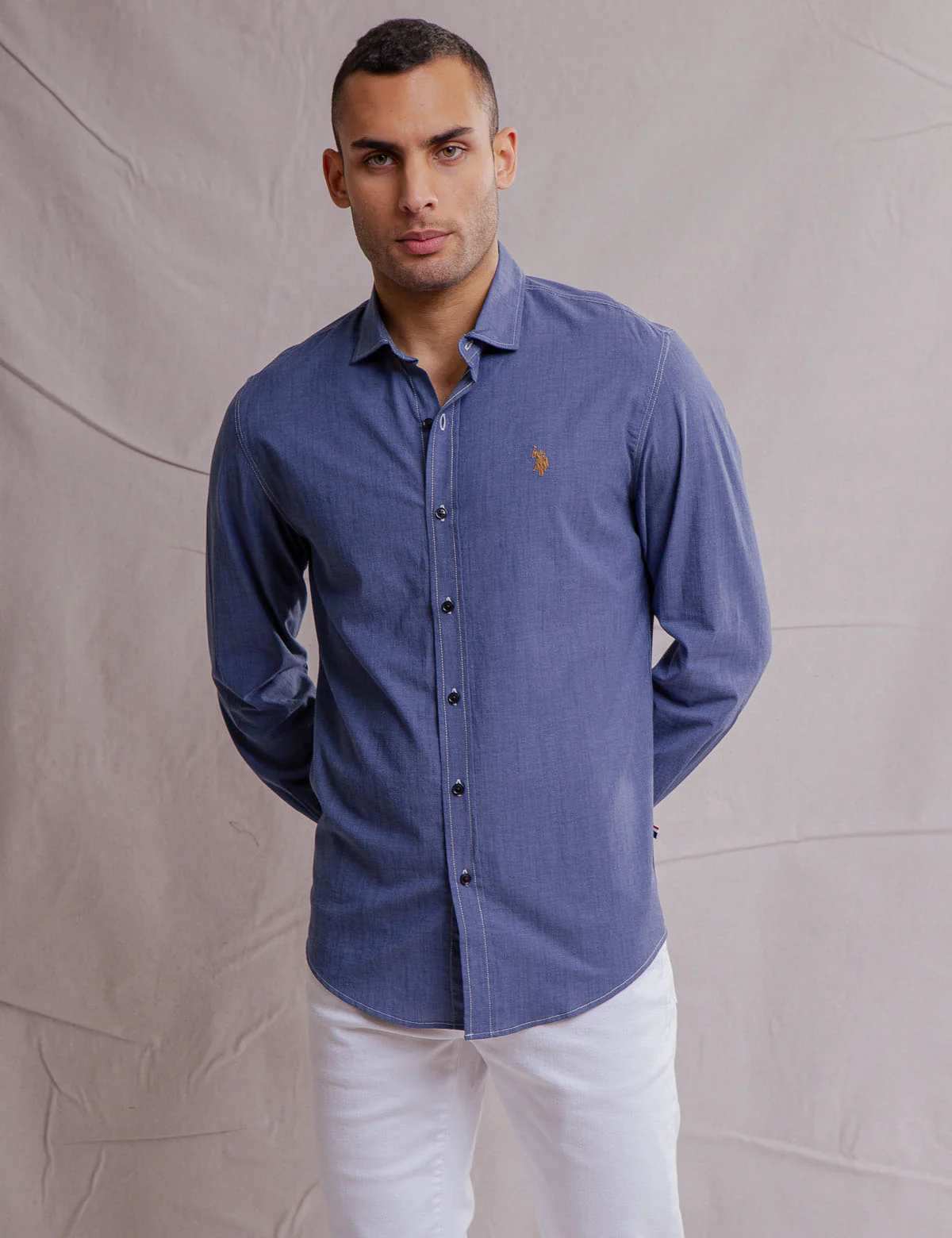 WHITE LABEL STRETCH CHAMBRAY SHIRT - Image 13