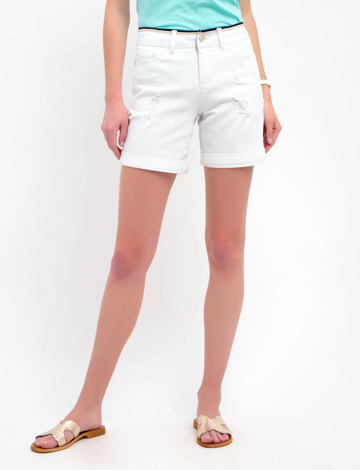 WHITE SHORTS WITH DETAILED WAIST - Image 5