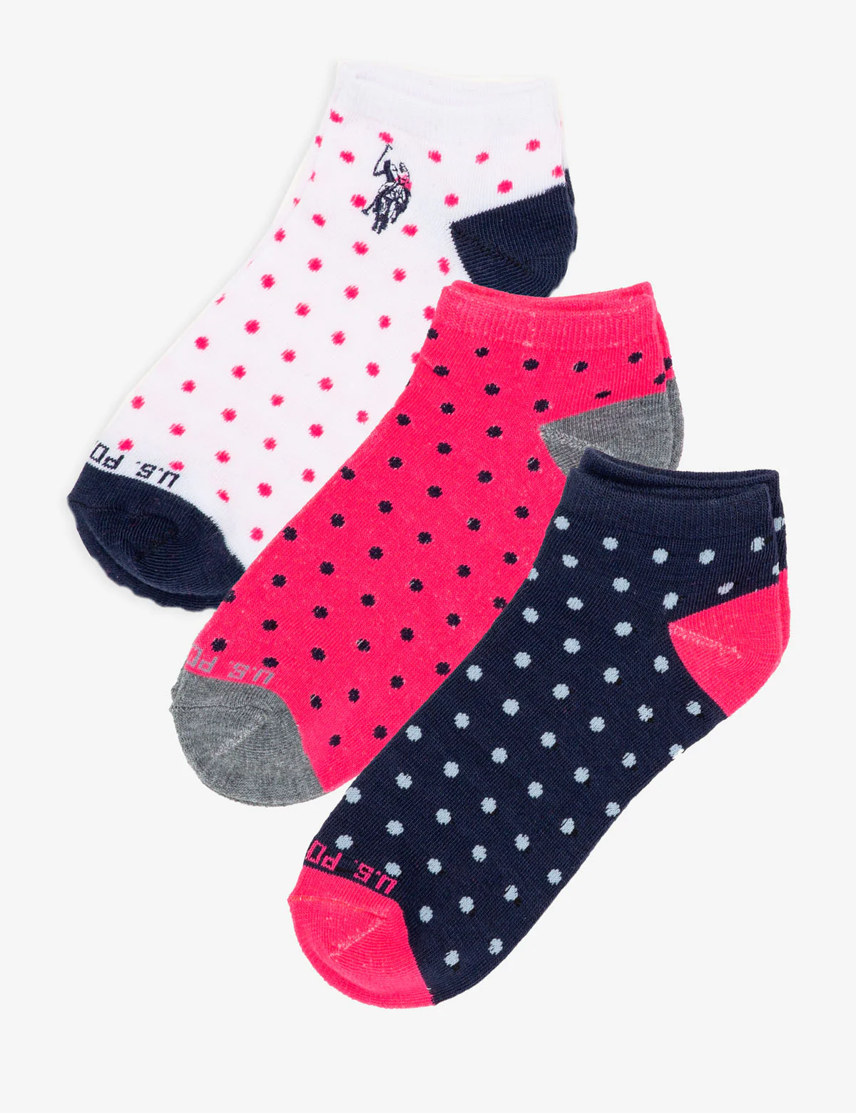 WOMENS 3PK DOT PRINT ASSORTED LOW CUT SOCKS