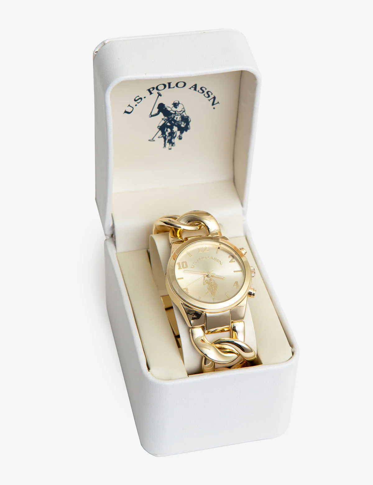 LADIES GOLD LARGE CHAIN BRACELET WATCH - Image 2