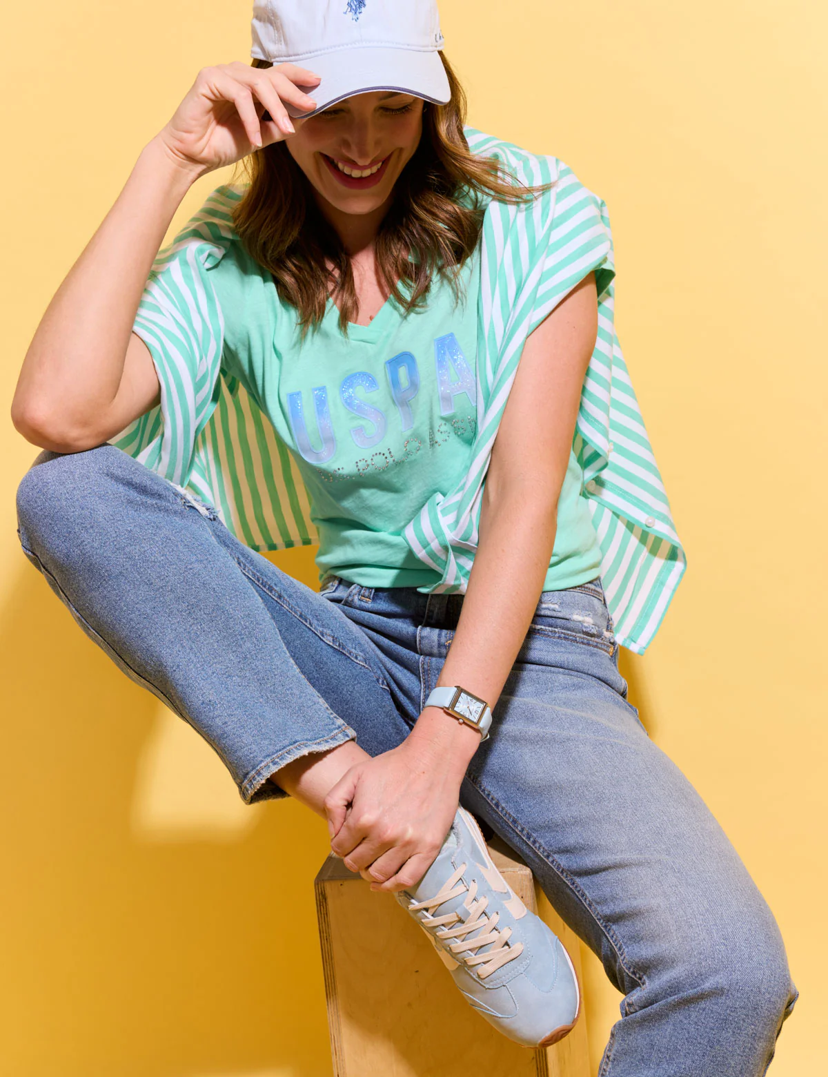 WOMENS MULTITONAL EMBROIDERED LOGO HAT