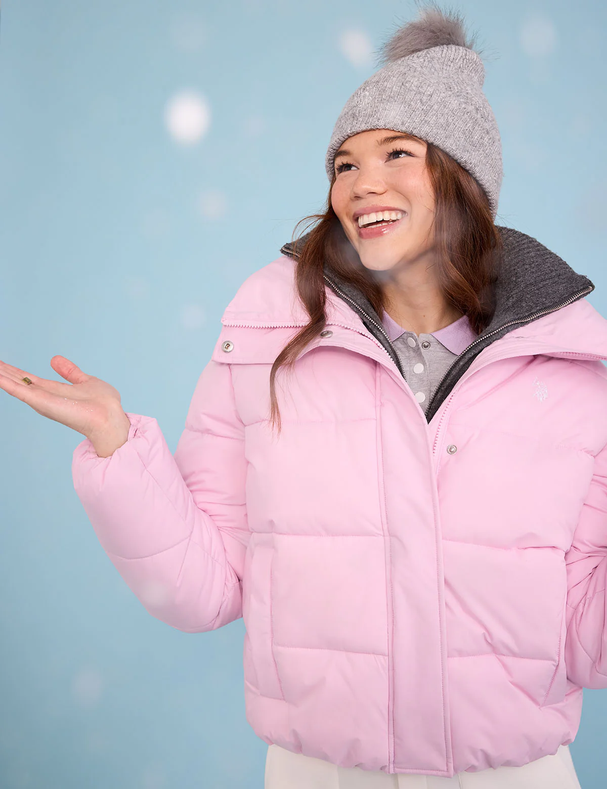 WOMENS POM POM MARLED BEANIE - Image 5
