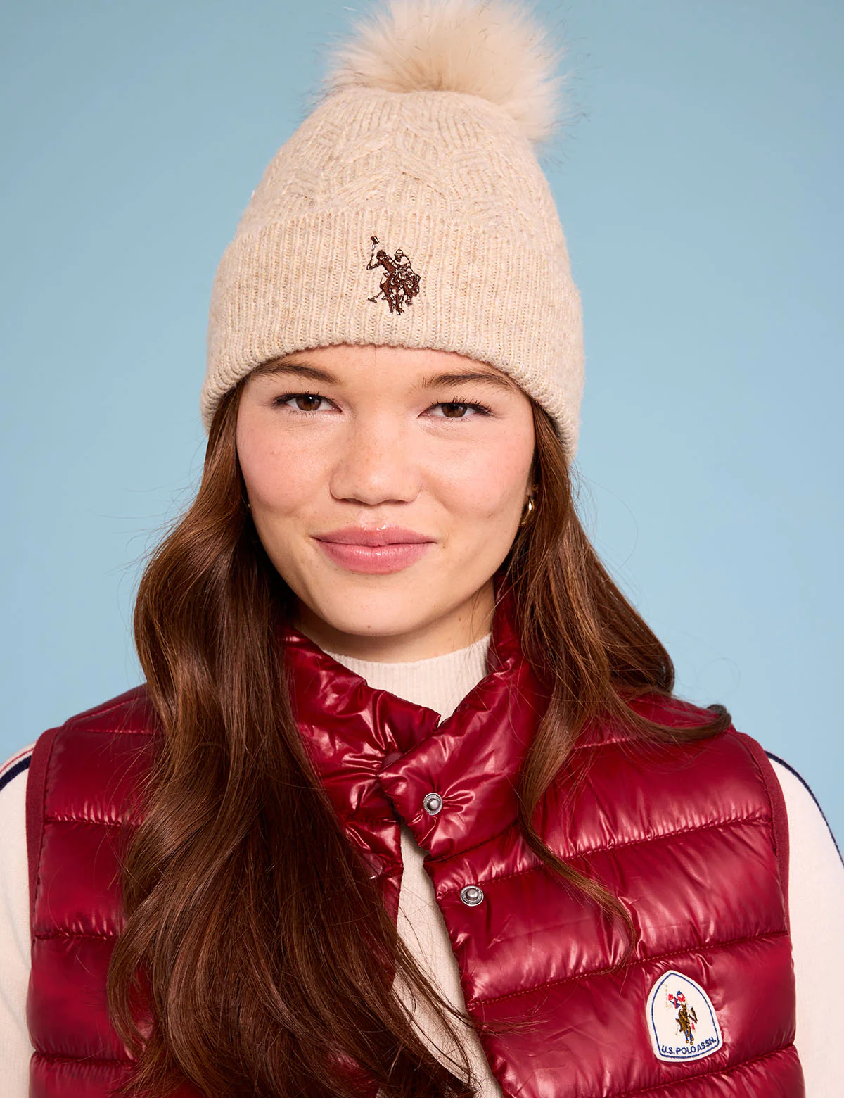 WOMENS POM POM MARLED BEANIE - Image 6