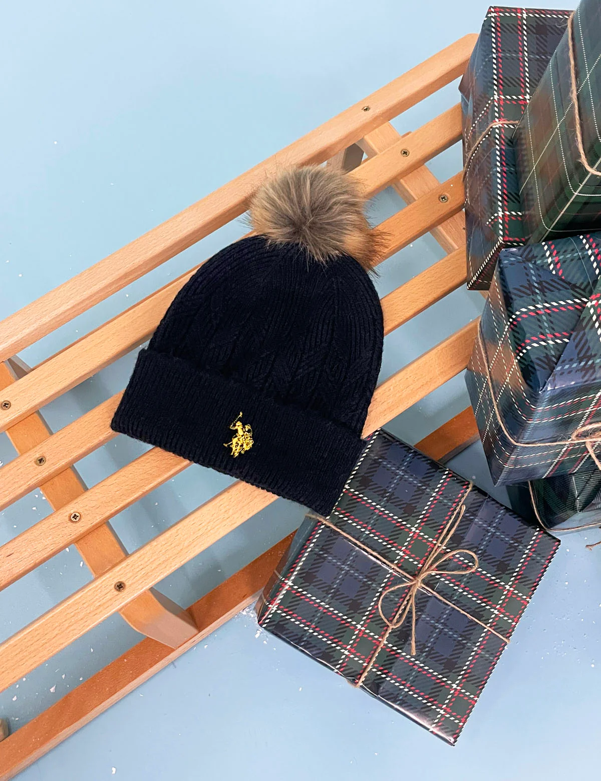 WOMENS POM POM MARLED BEANIE - Image 9
