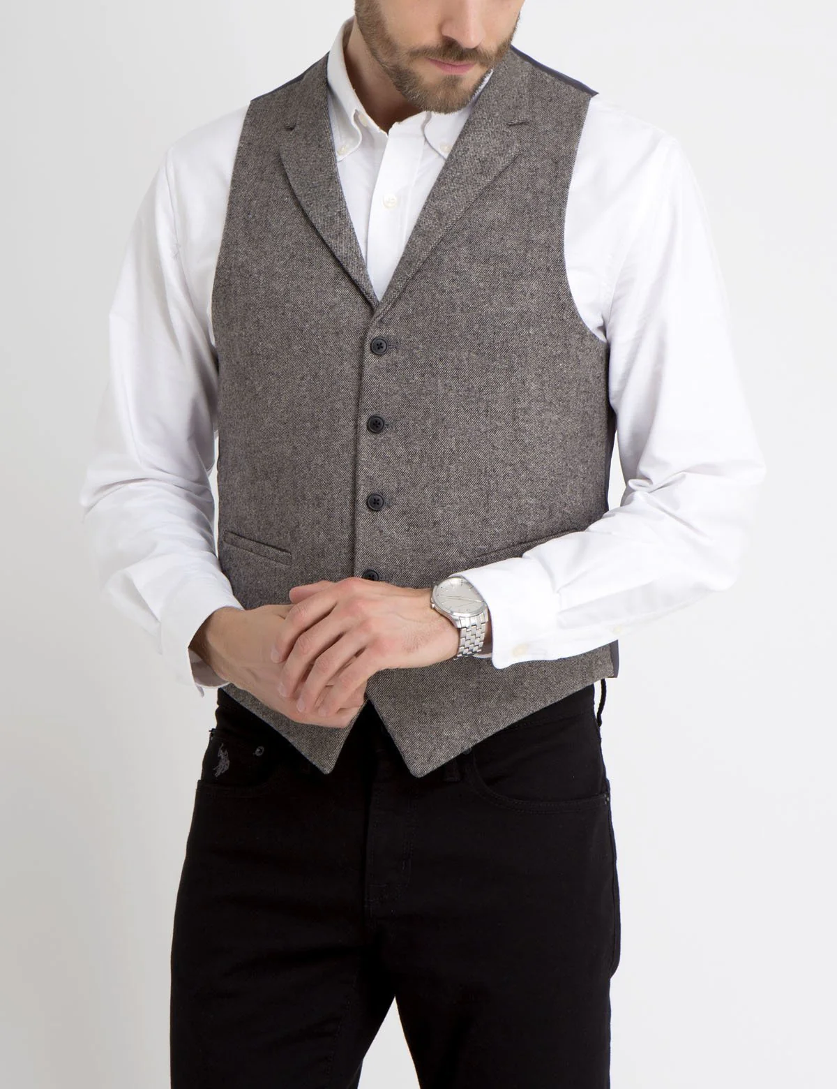 GREY WOOL SUIT VEST