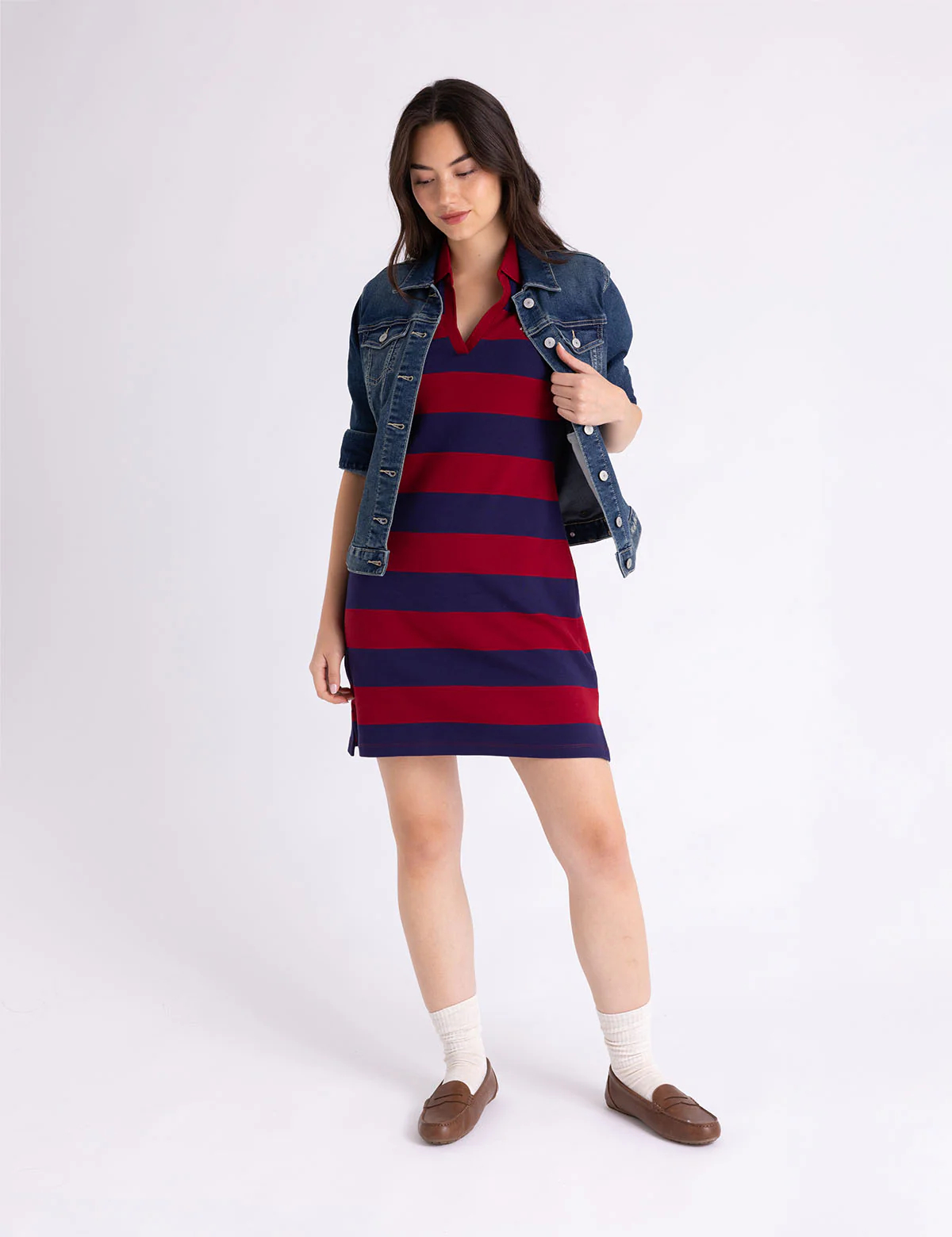 Y-PLACKET RUGBY STRIPE SLIM FIT POLO DRESS - Image 10