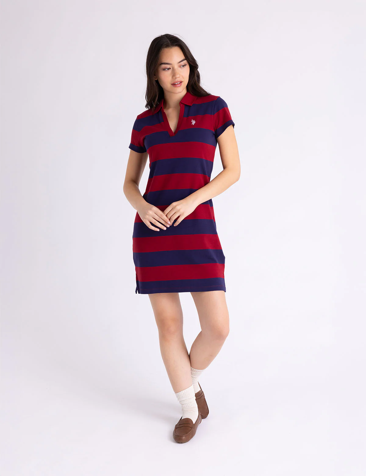 Y-PLACKET RUGBY STRIPE SLIM FIT POLO DRESS - Image 8