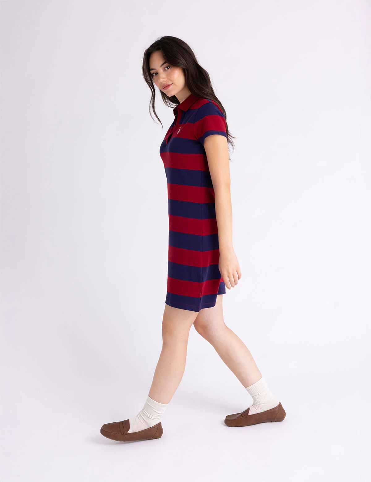 Y-PLACKET RUGBY STRIPE SLIM FIT POLO DRESS - Image 9