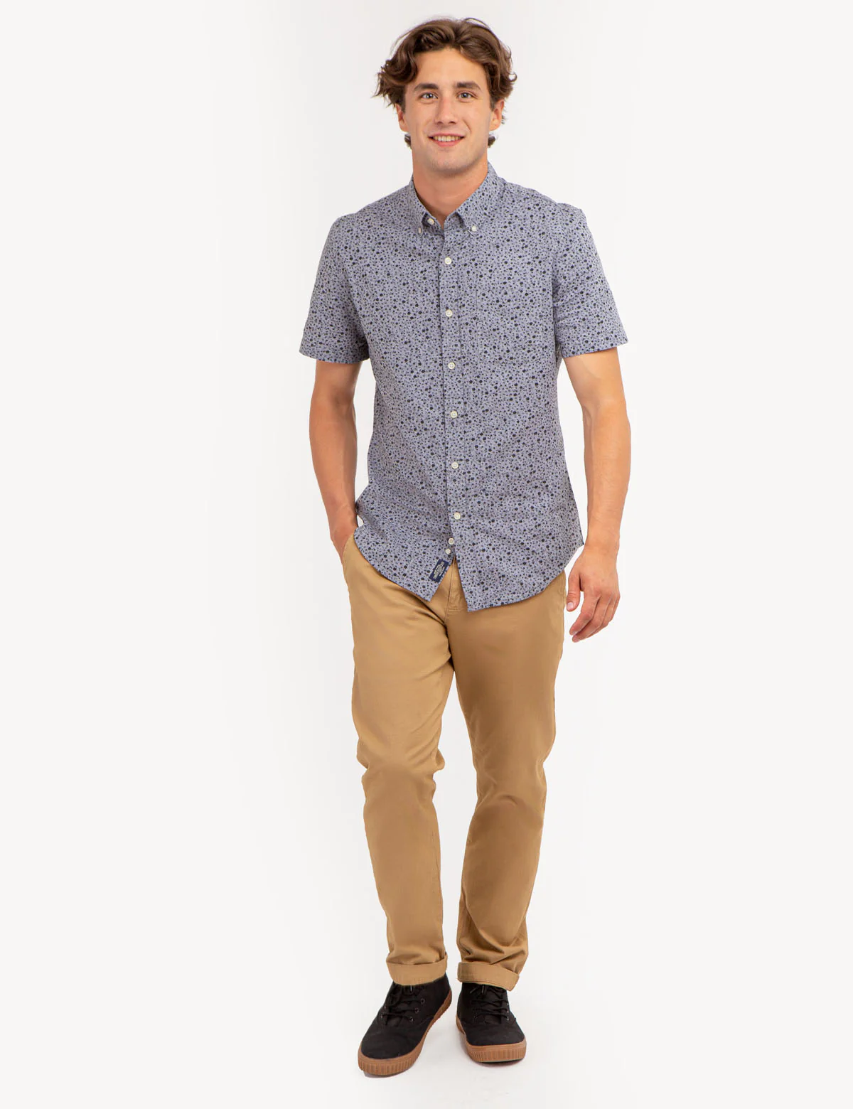 YARN DYE DISCHARGED PRINT SHORT SLEEVE SHIRT - Image 3