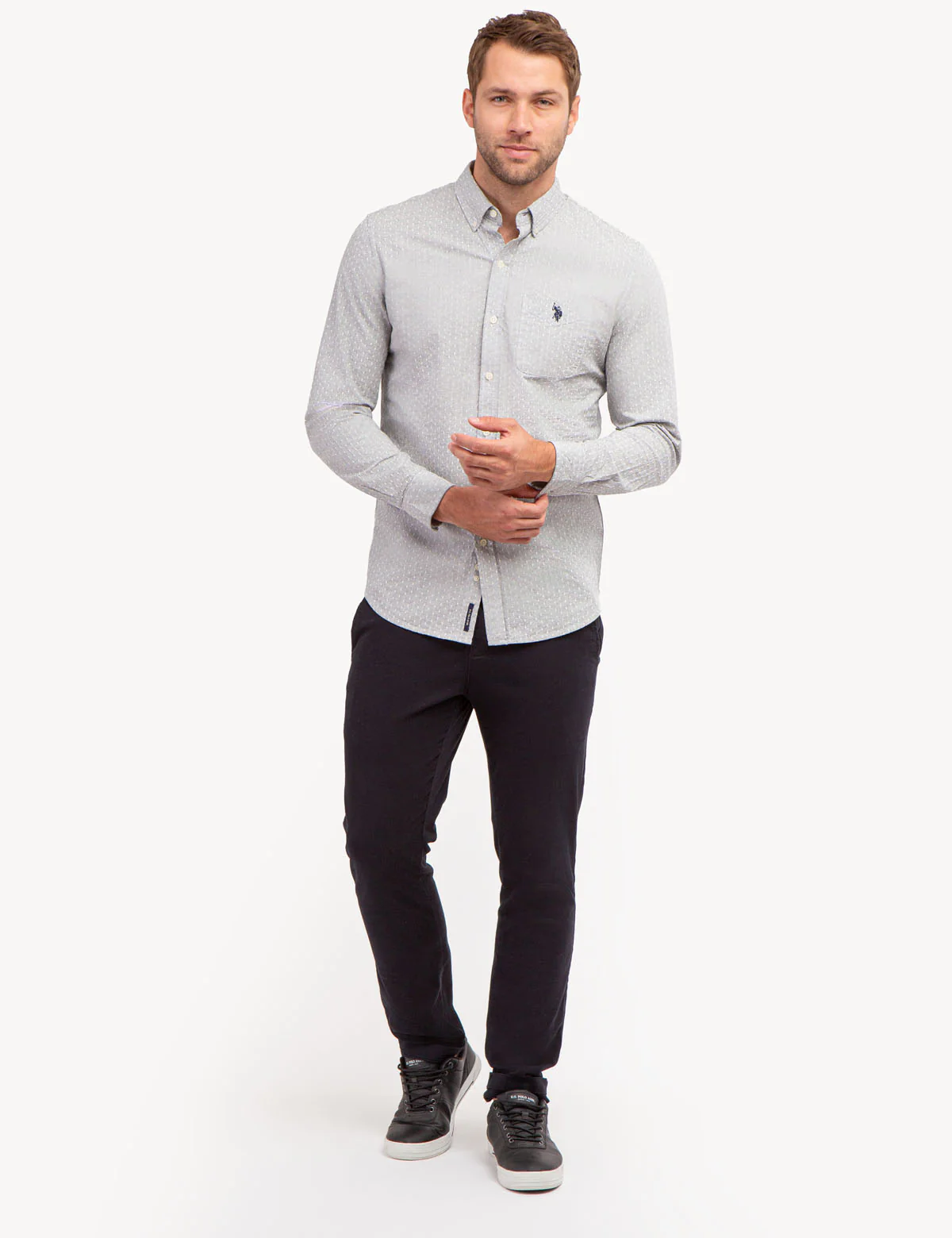 YARN DYE DOBBY PATTERN LONG SLEEVE SHIRT - Image 3