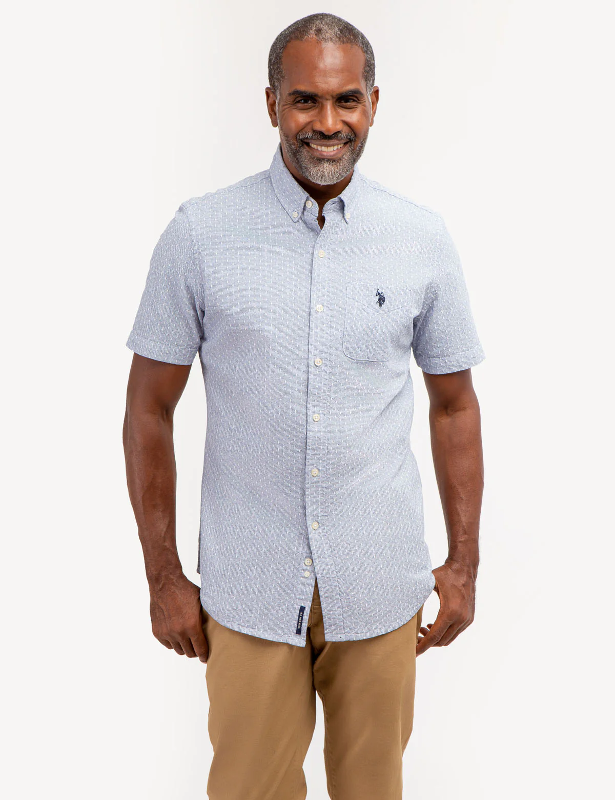 YARN DYE DOBBY PATTERN SHORT SLEEVE SHIRT