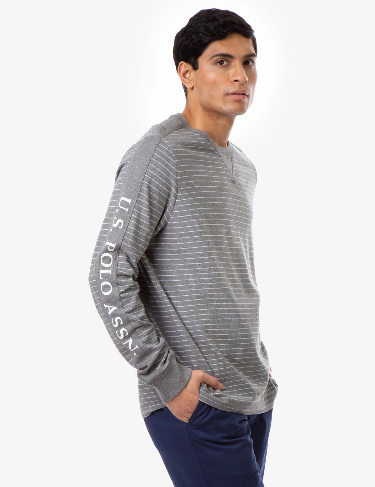 YARN DYE LONG SLEEVE PIQUE PULL OVER