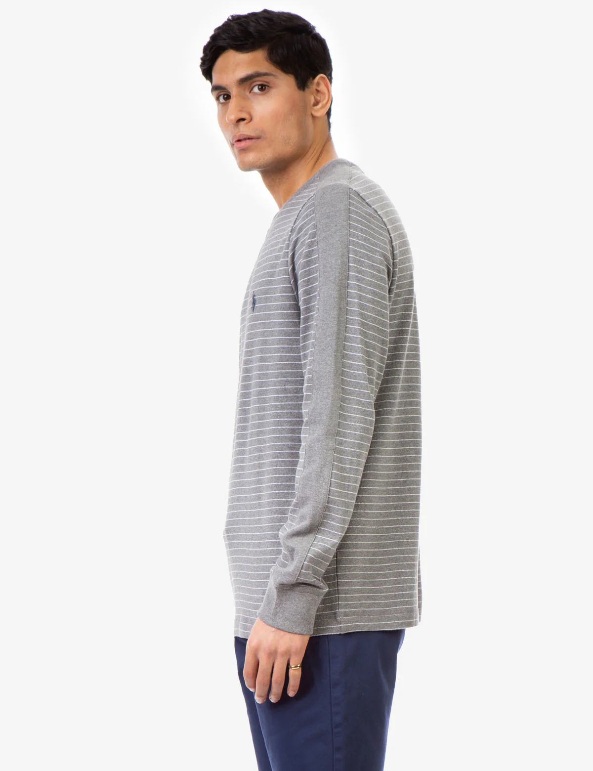 YARN DYE LONG SLEEVE PIQUE PULL OVER - Image 3