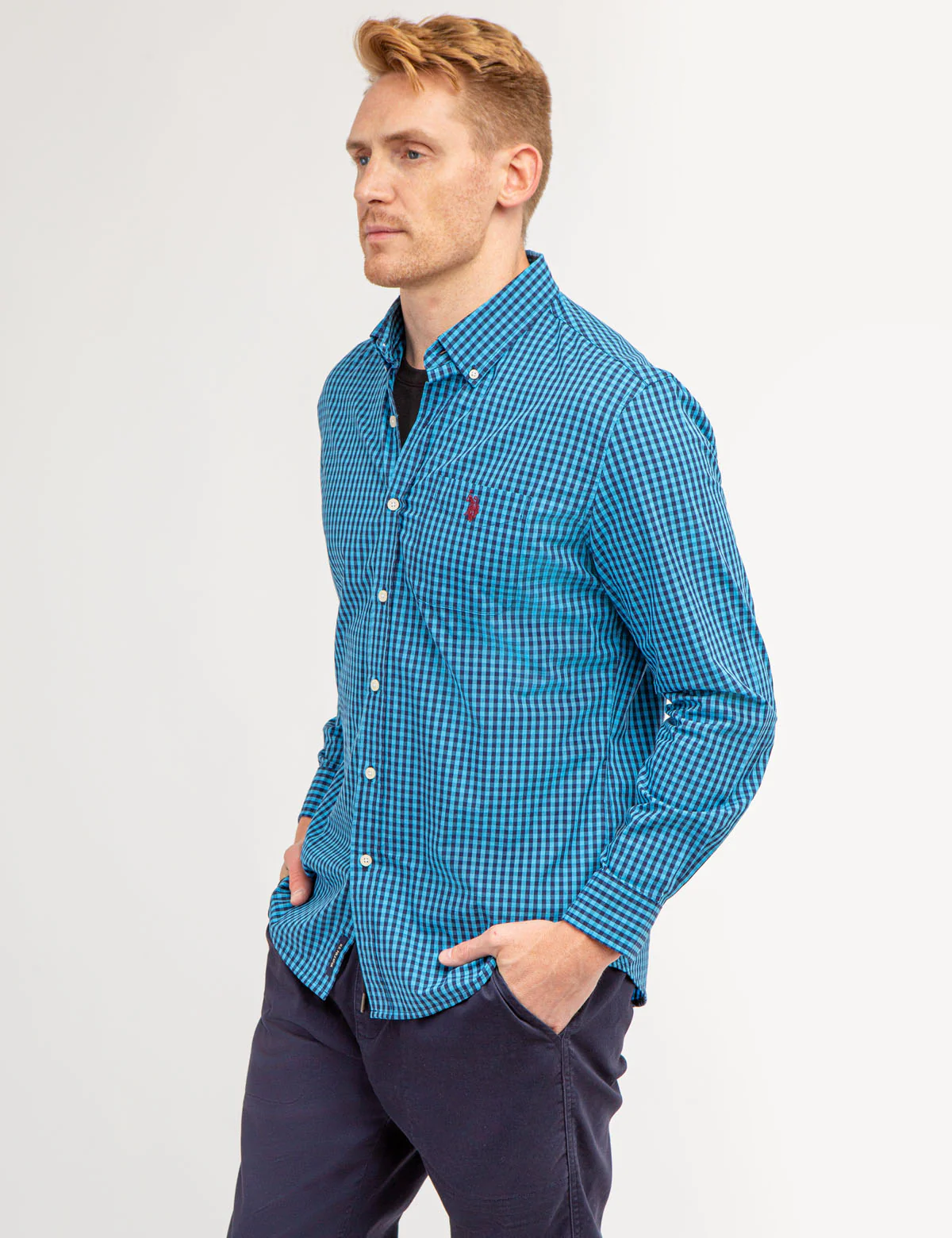 YARN DYE PEACHED POPLIN GINGHAM SHIRT - Image 3