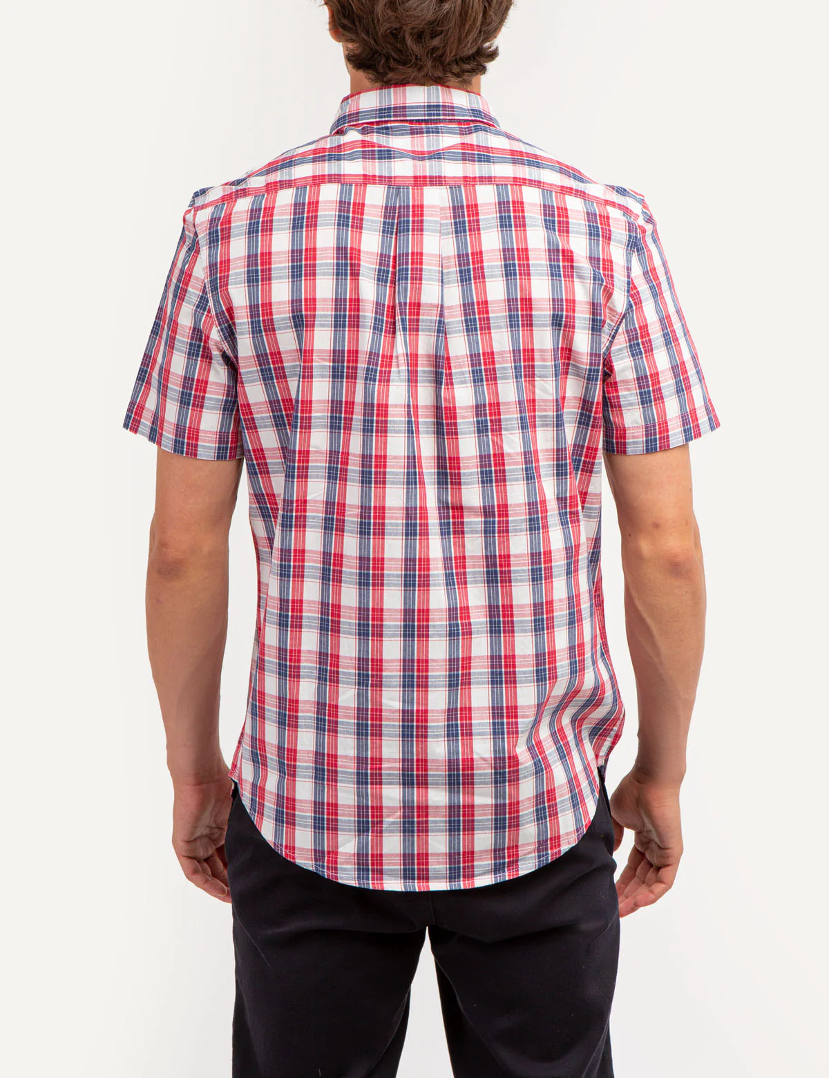 YARN DYE PEACHED POPLIN PLAID SHORT SLEEVE SHIRT - Image 4